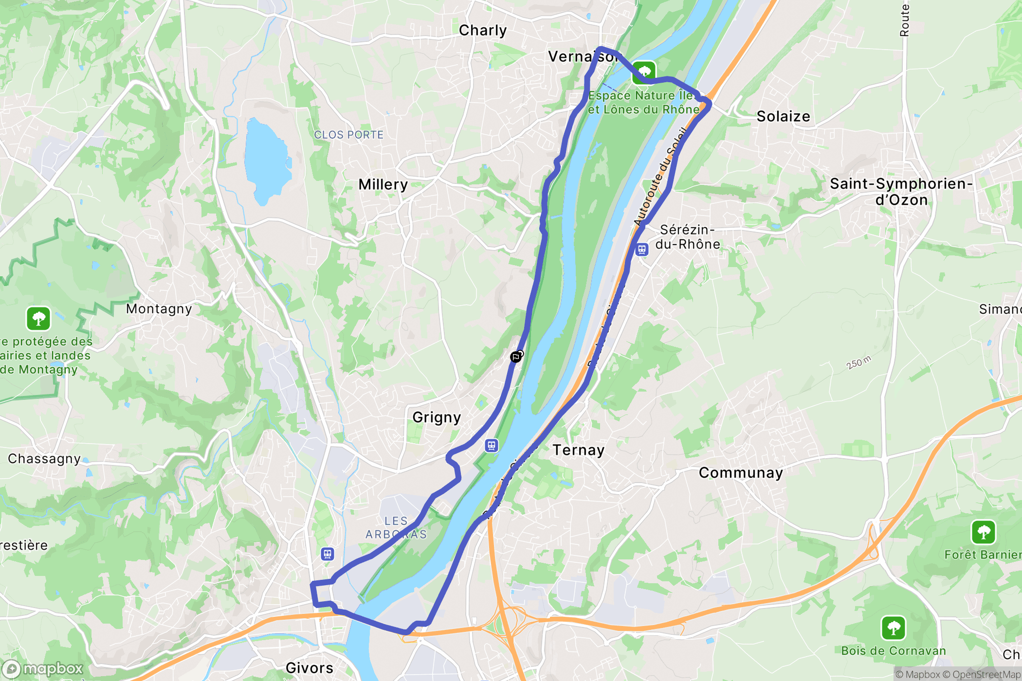 Grigny : carte du parcours de randonnée - France