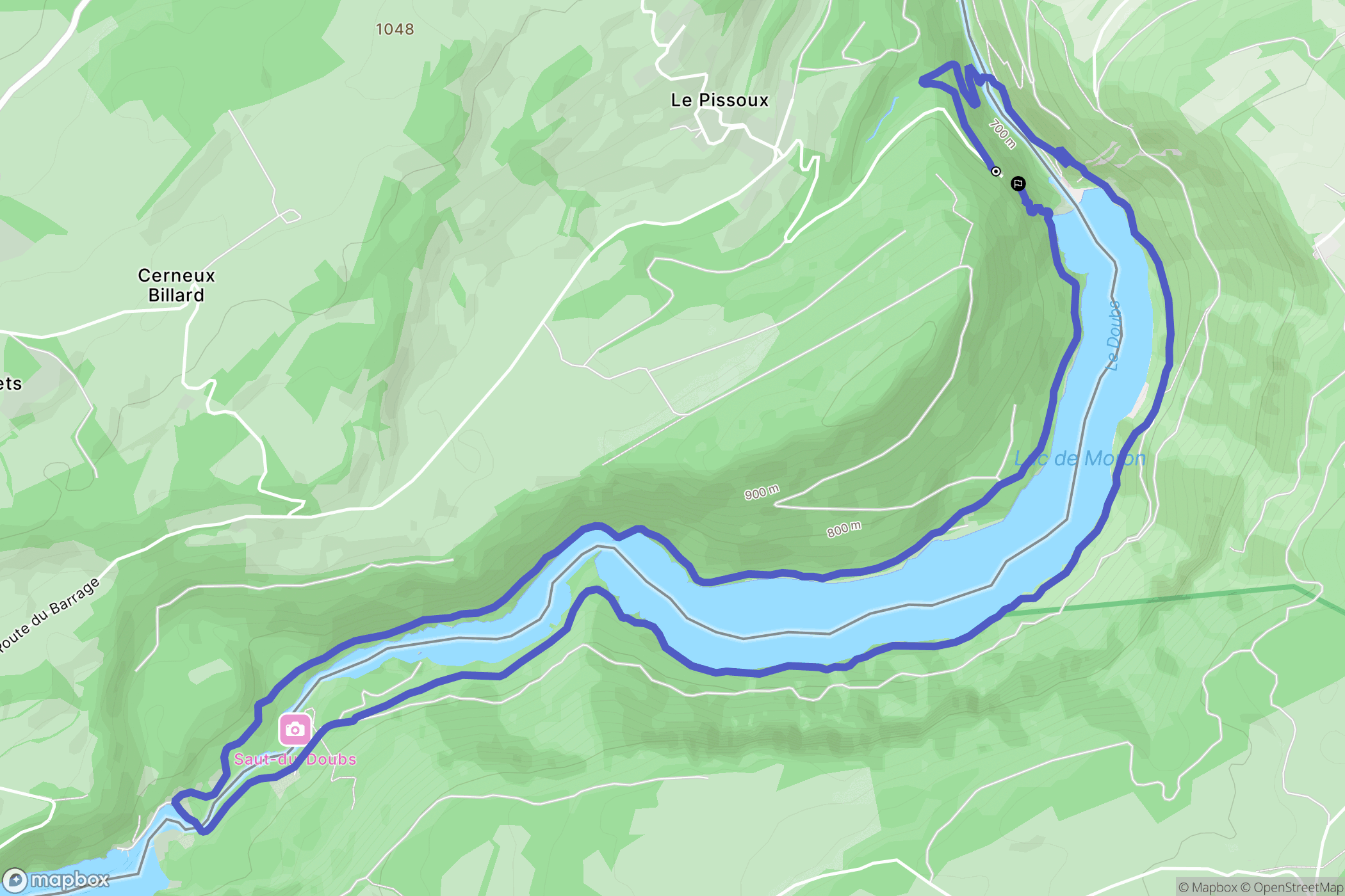 Villers-le-Lac : carte du parcours de randonnée - France