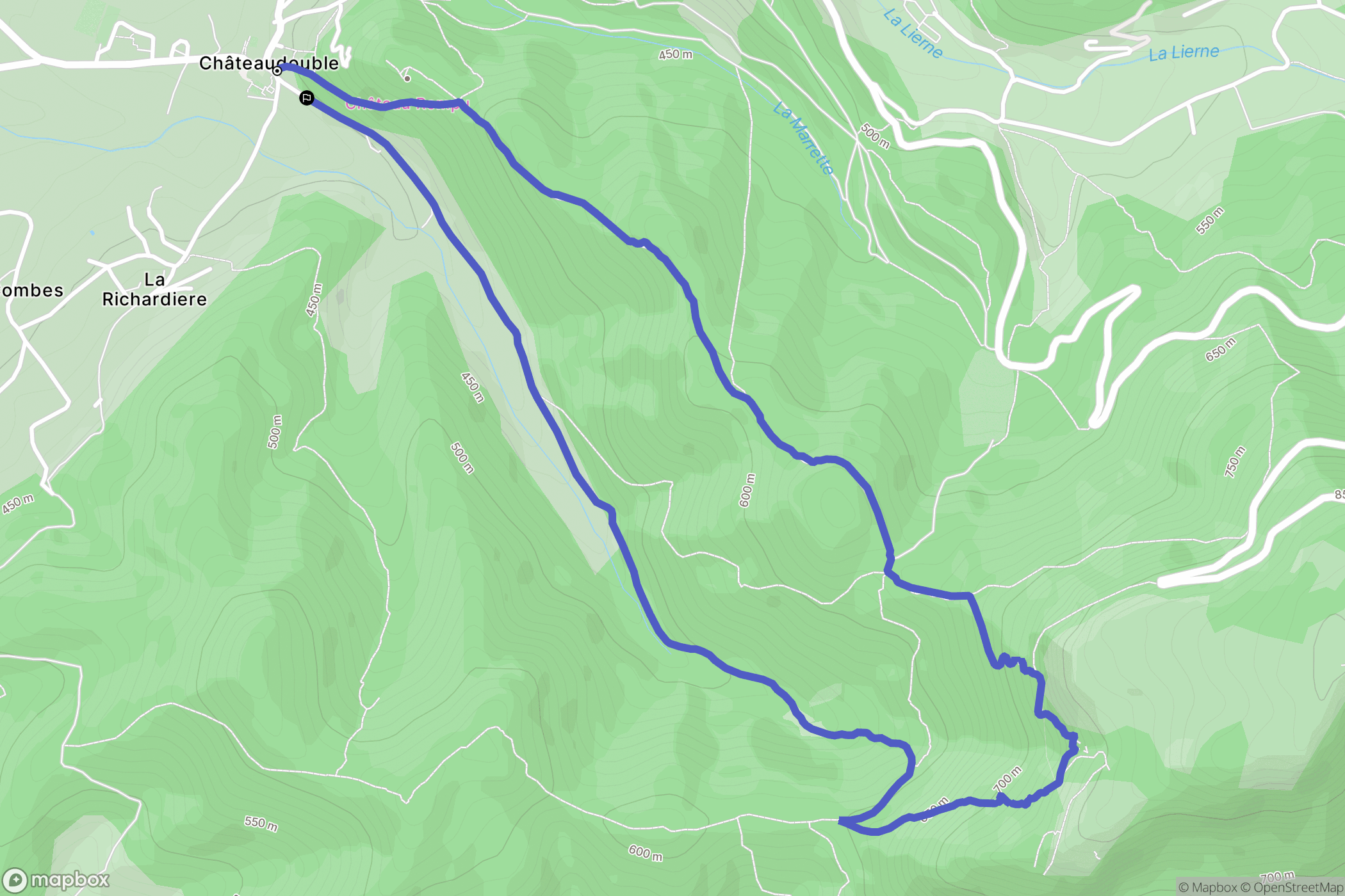 Châteaudouble : carte du parcours de randonnée - France