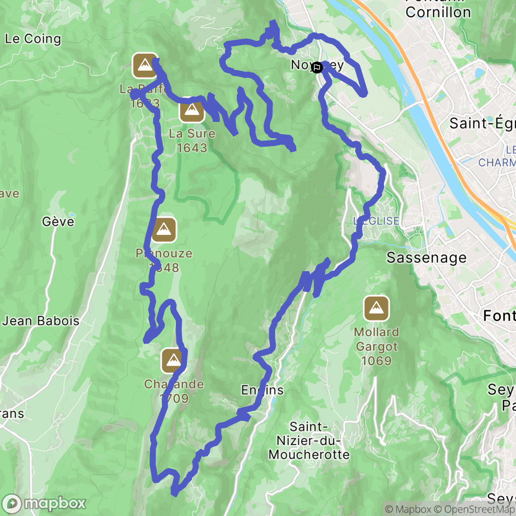 Noyarey : carte du parcours de randonnée - France