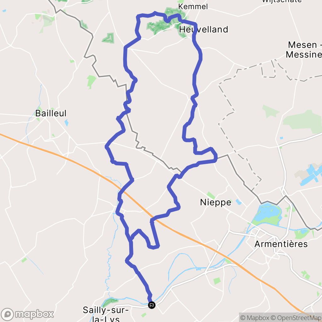 Sailly-sur-la-Lys : carte du parcours de randonnée - France