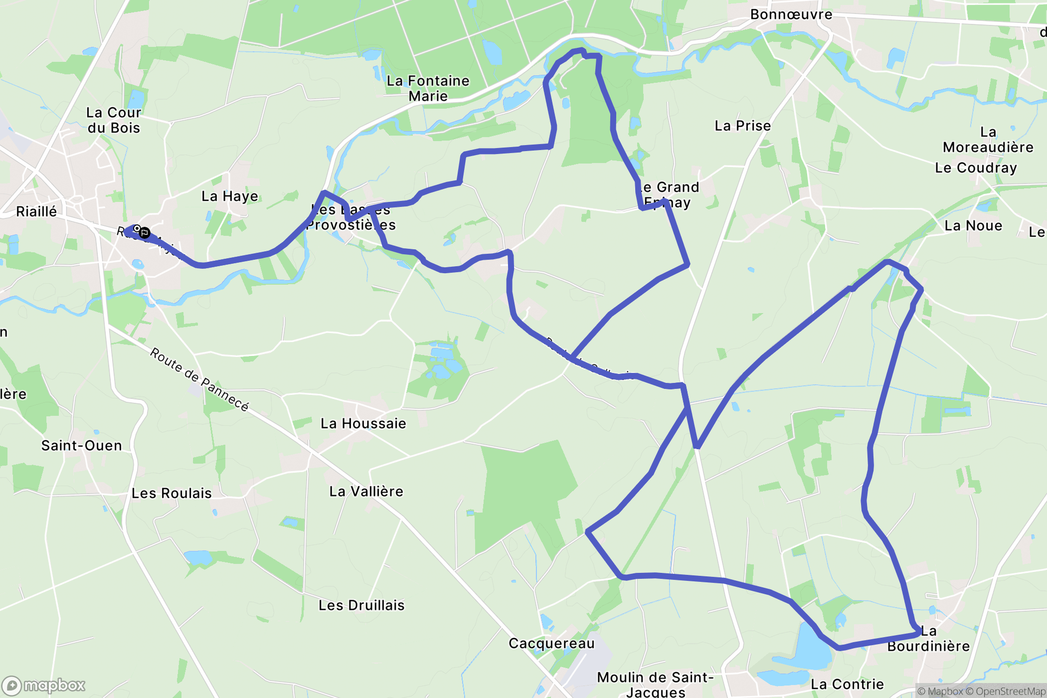 Riaillé : carte du parcours de randonnée - France