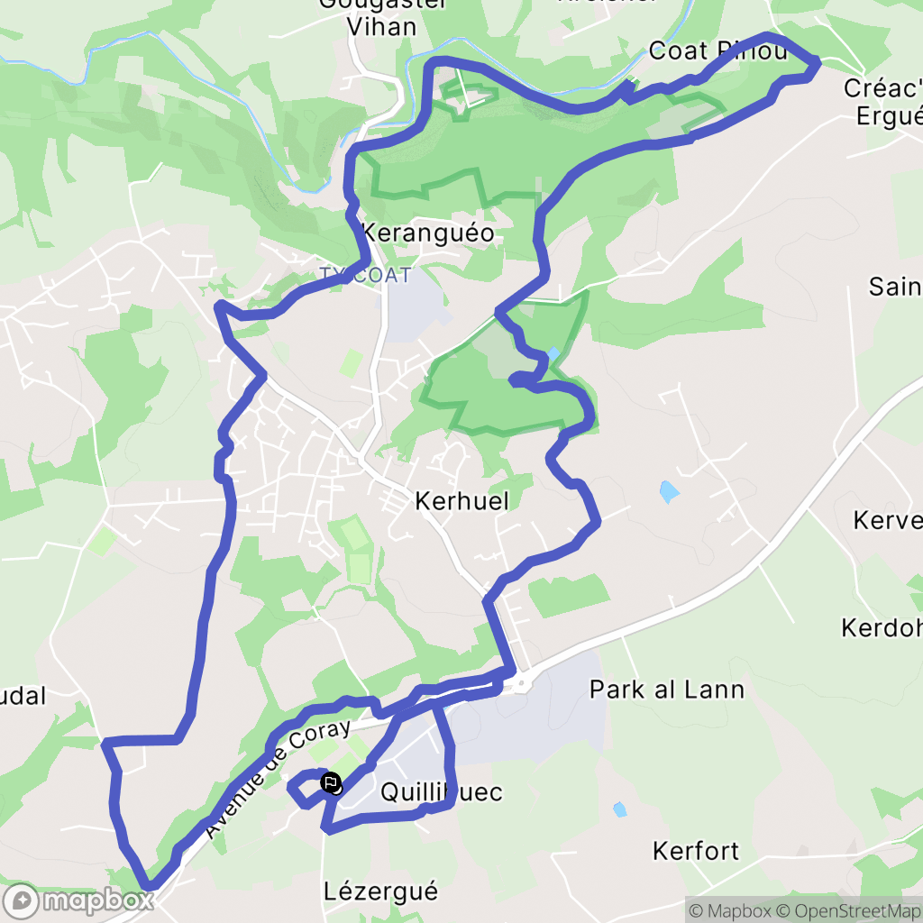 Ergué-Gabéric : carte du parcours de randonnée - France