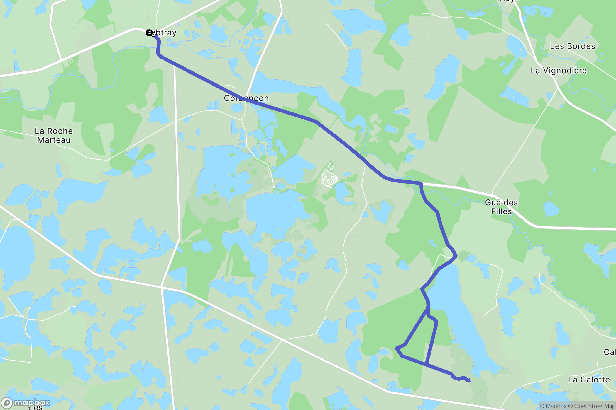 Mézières-en-Brenne : carte du parcours de randonnée - France
