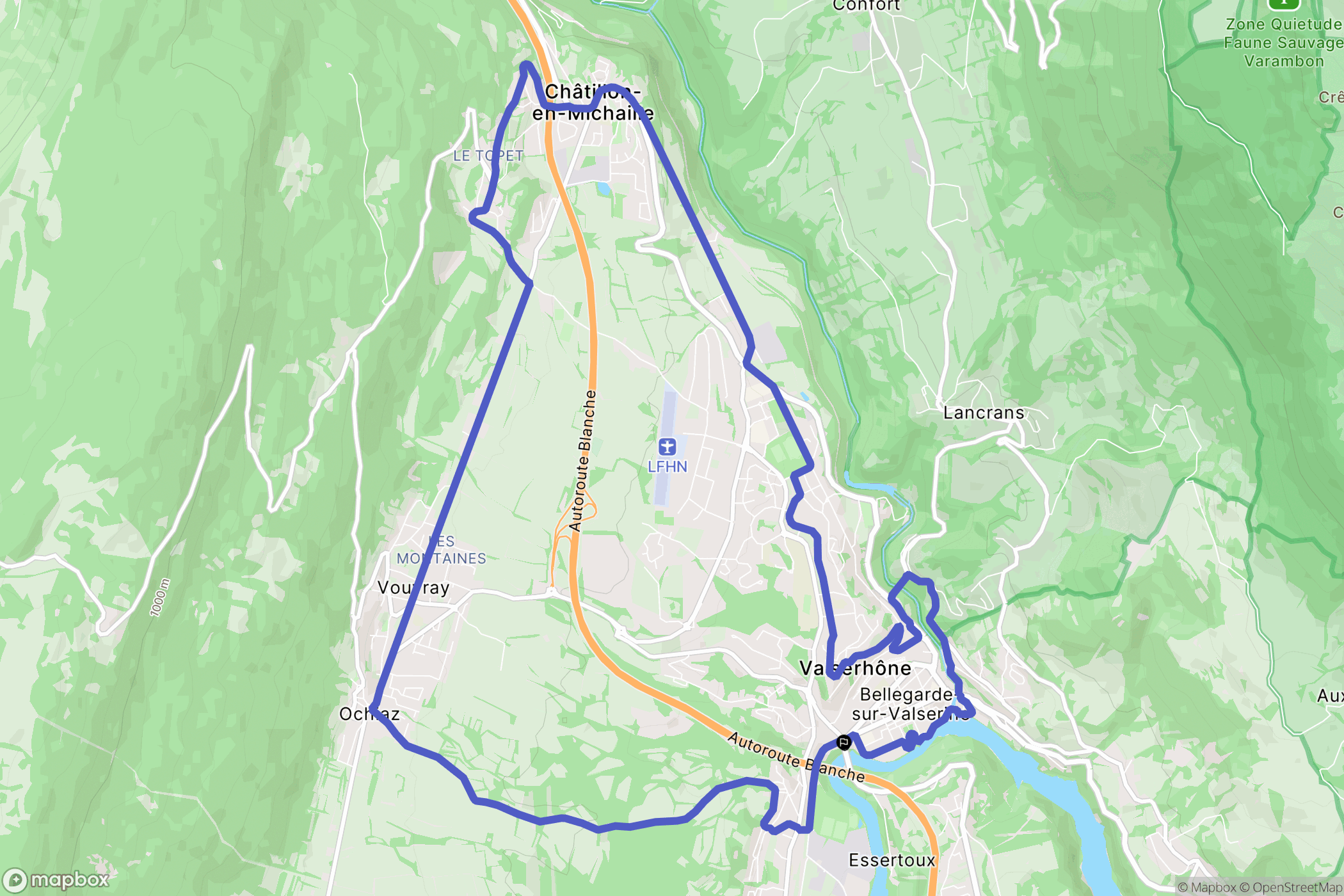 Valserhône : carte du parcours de randonnée - France