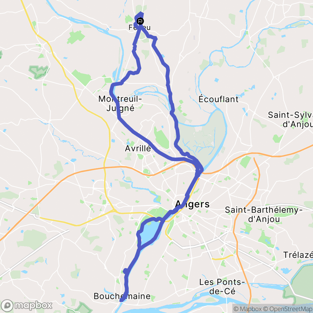 Feneu : carte du parcours de randonnée - France