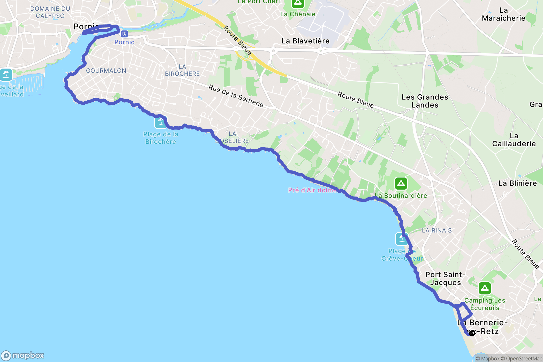 La Bernerie-en-Retz : carte du parcours de randonnée - France