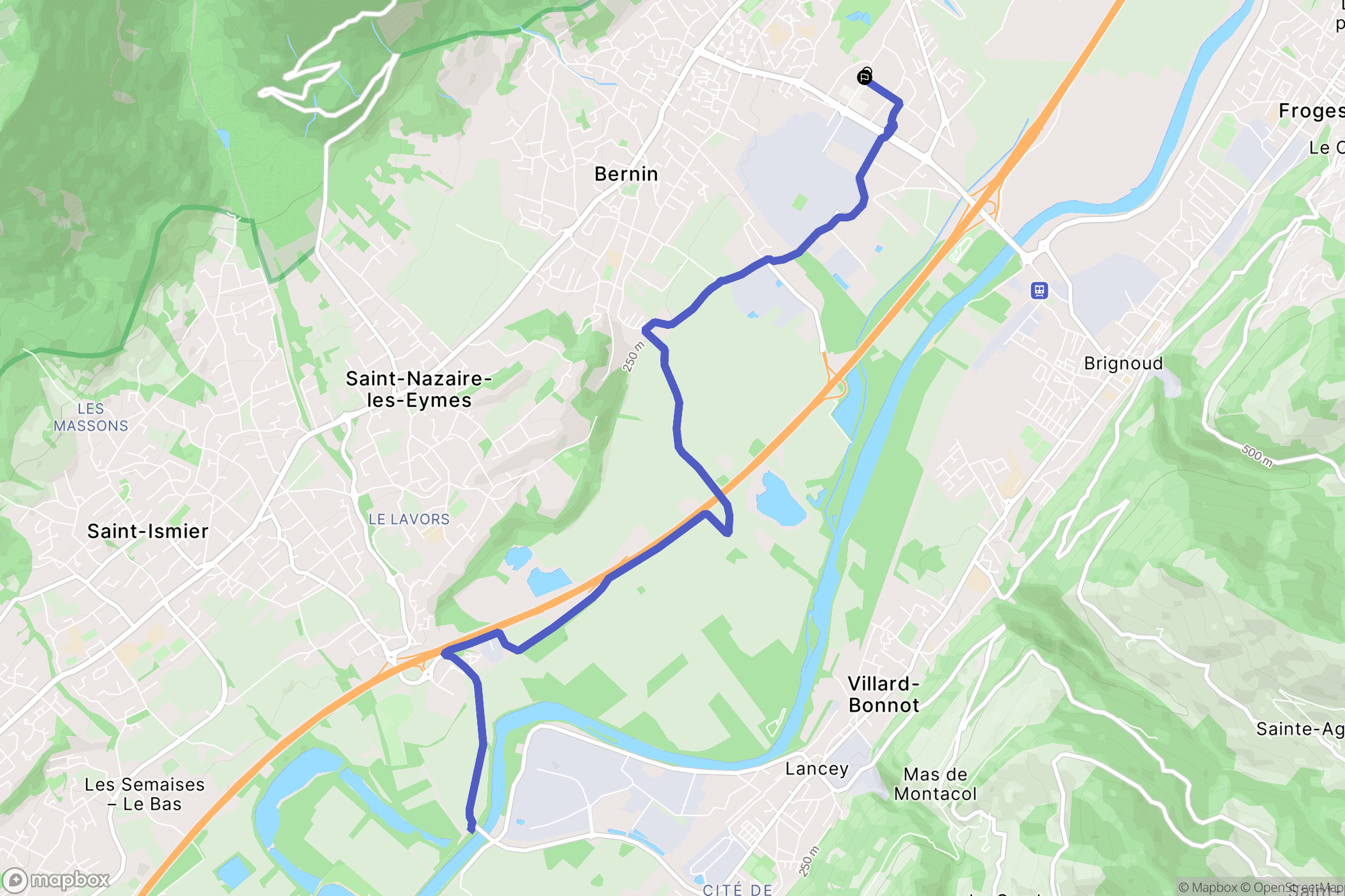 Crolles : carte du parcours de randonnée - France