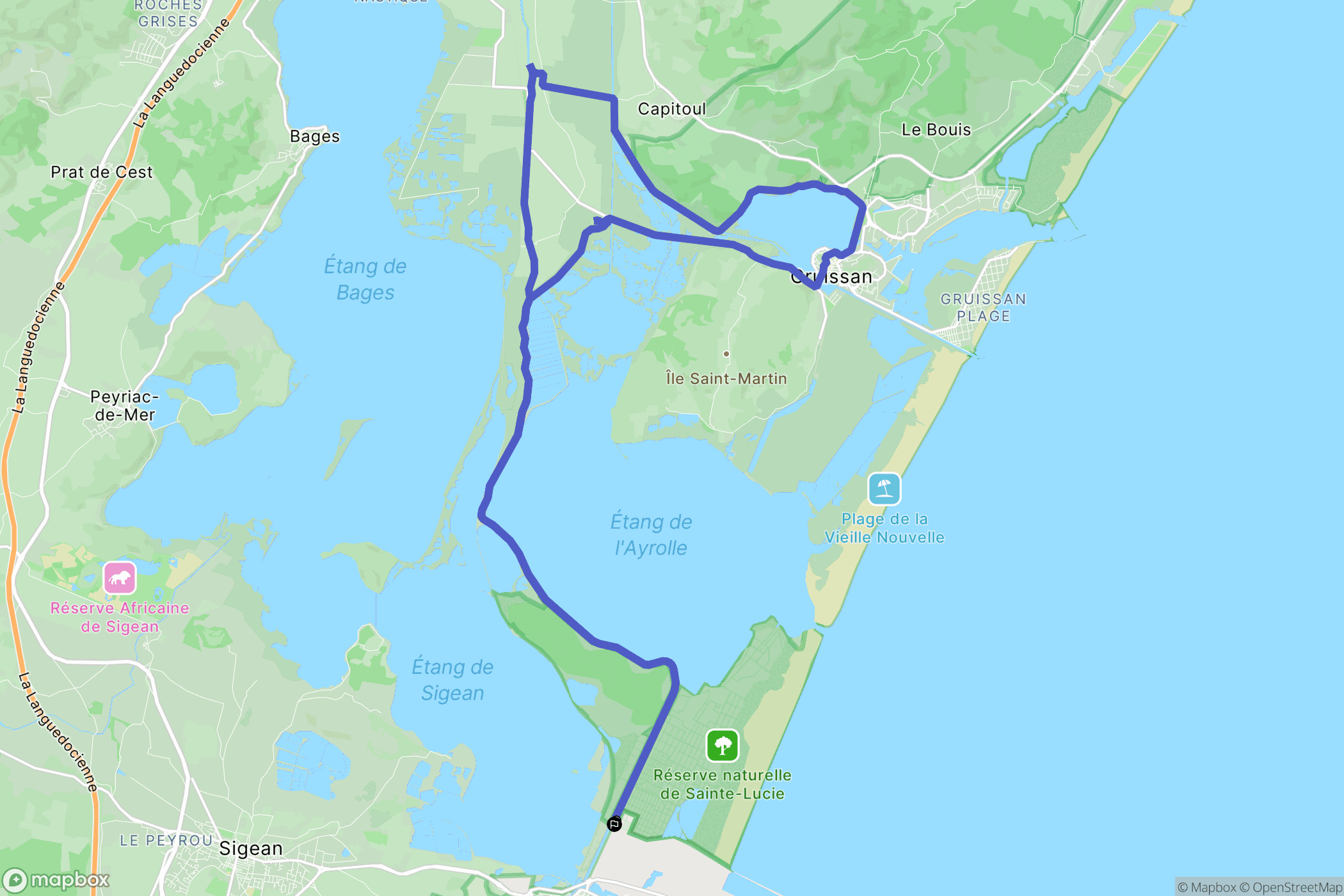 Port-la-Nouvelle : carte du parcours de randonnée - France