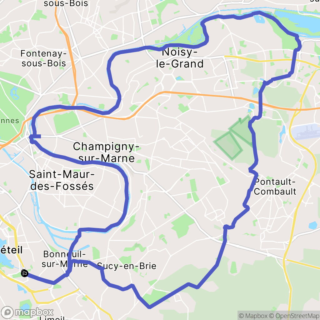 Créteil : carte du parcours de randonnée - France