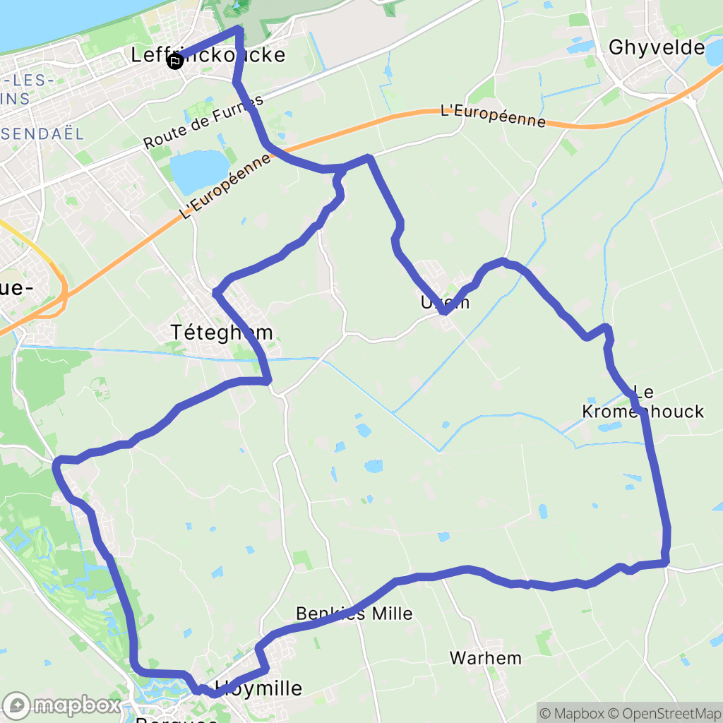 Dunkerque : carte du parcours de randonnée - France