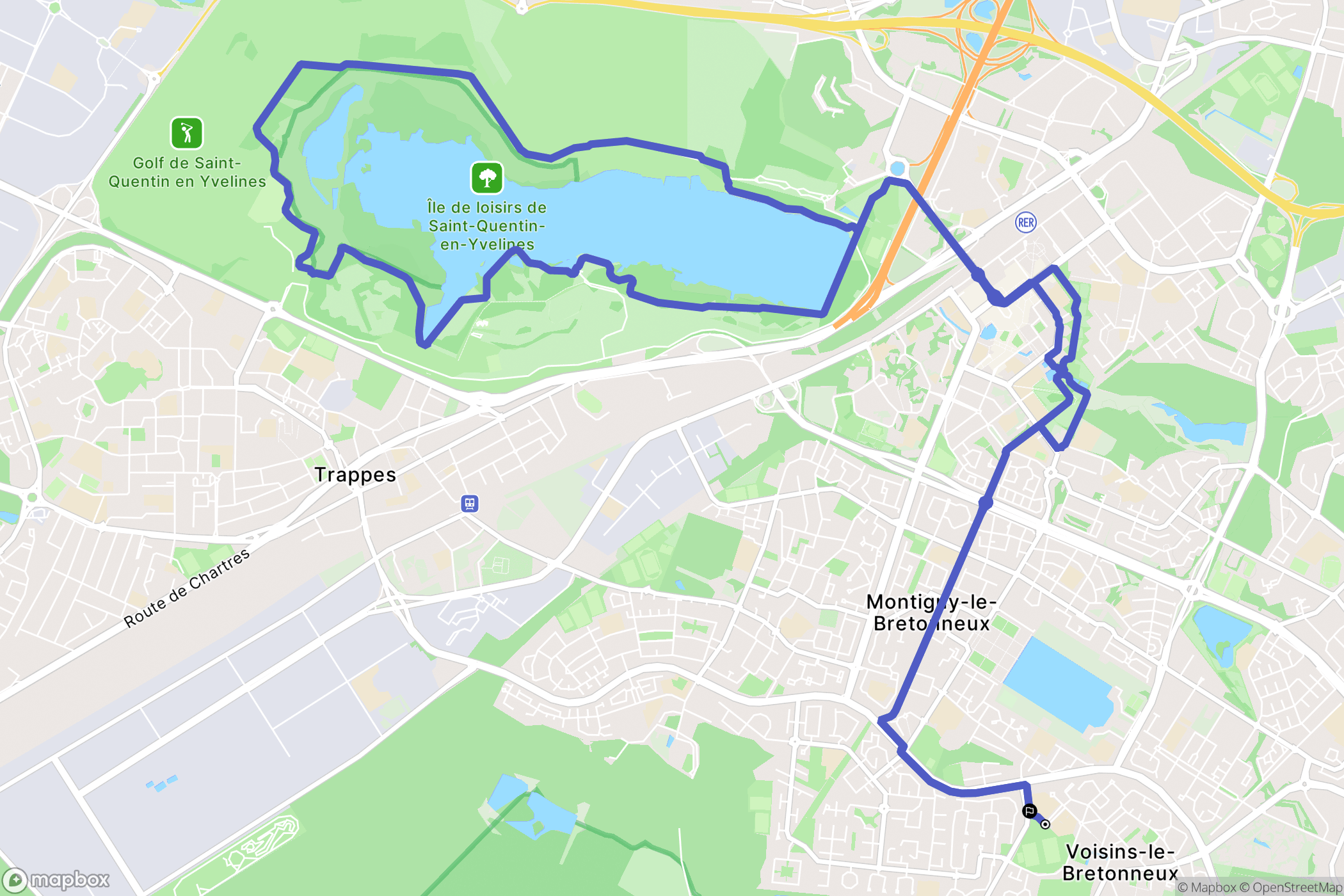 Voisins-le-Bretonneux : carte du parcours de randonnée - France