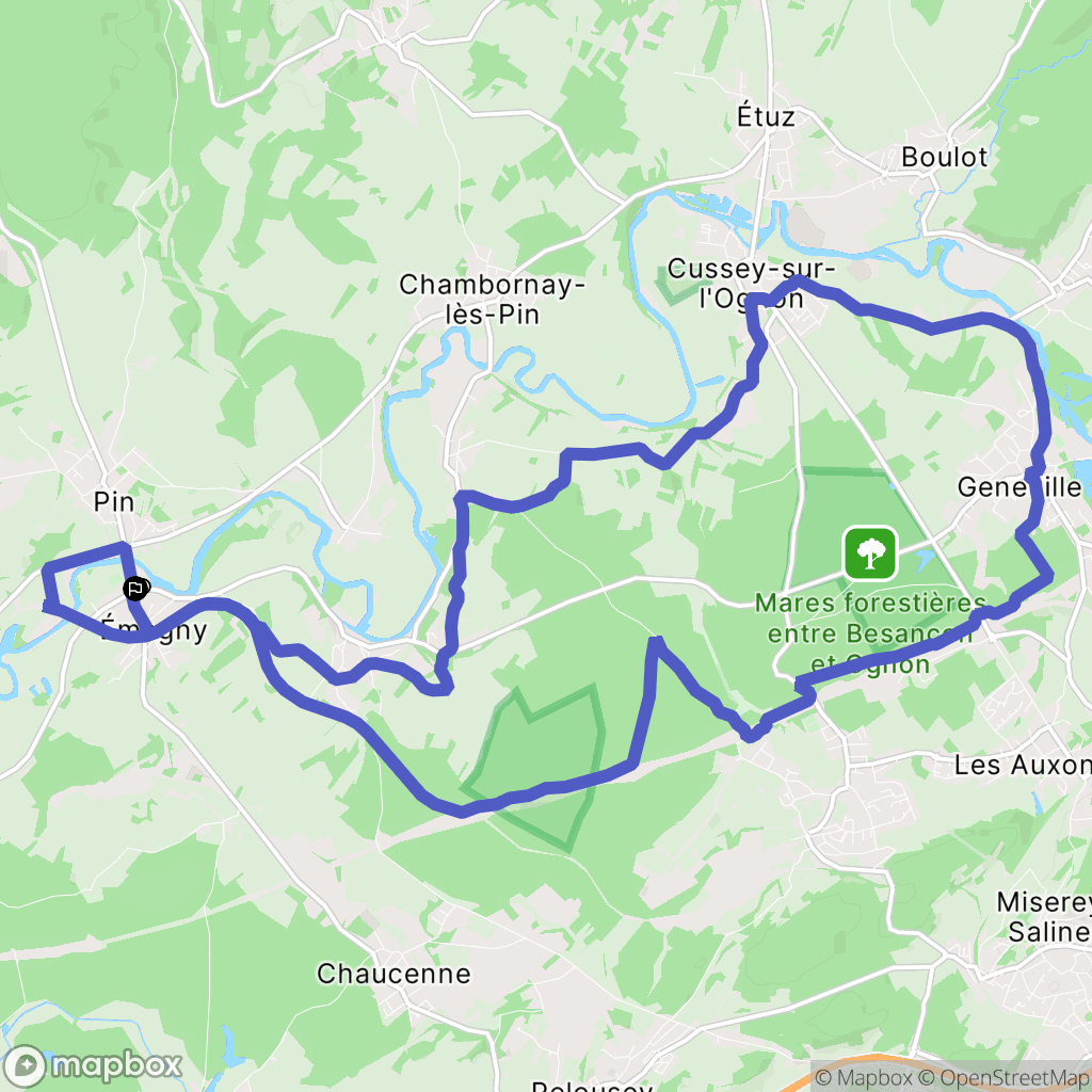 Emagny : carte du parcours de randonnée - France