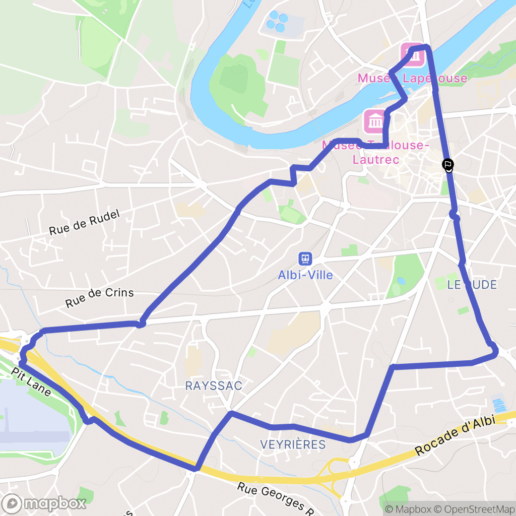 Albi : carte du parcours de randonnée - France