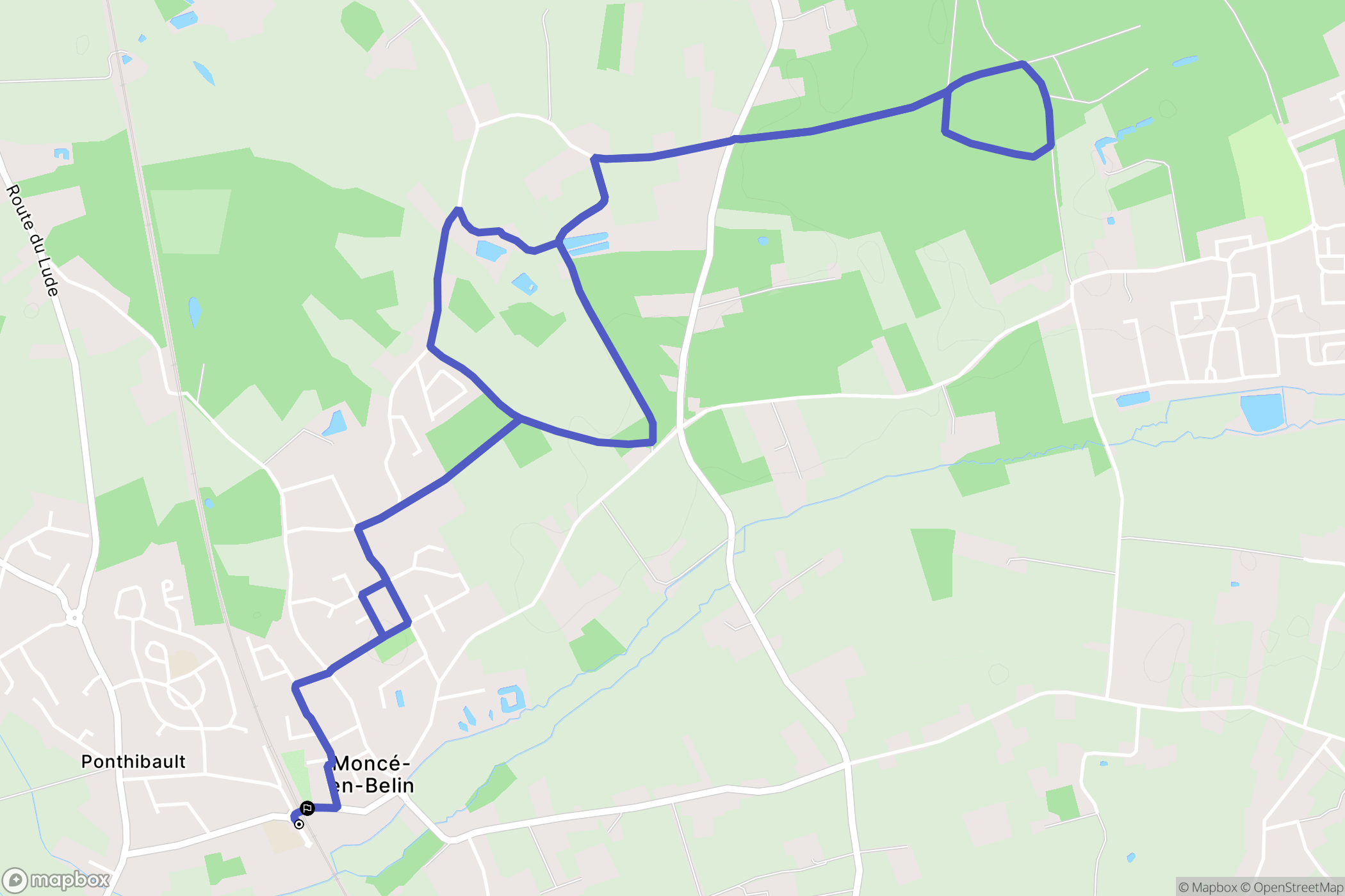 Moncé-en-Belin : carte du parcours de randonnée - France