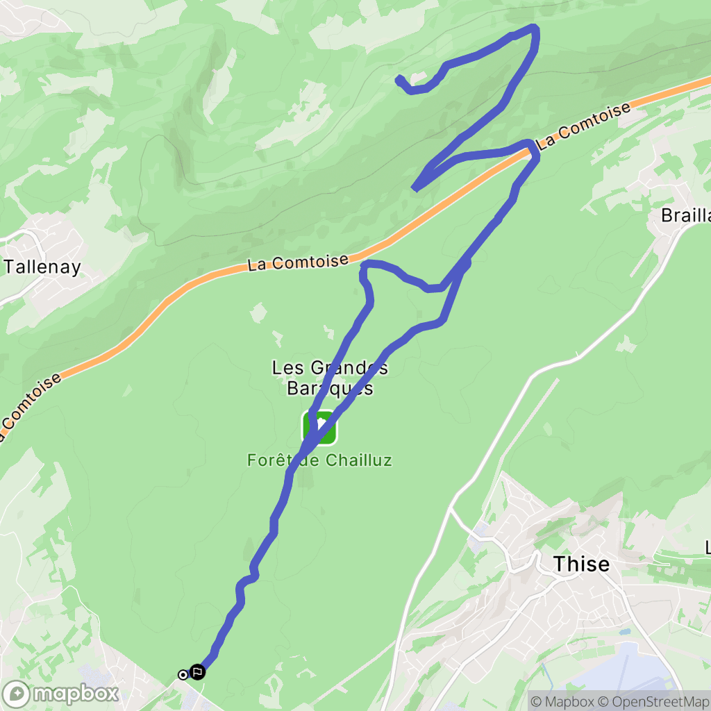 Besançon : carte du parcours de randonnée - France