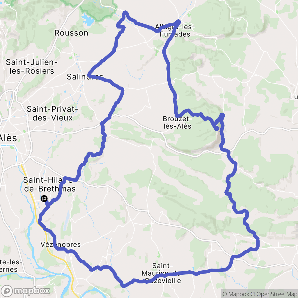 Saint-Hilaire-de-Brethmas : carte du parcours de randonnée - France