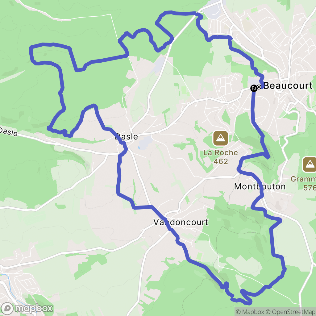 Beaucourt : carte du parcours de randonnée - France
