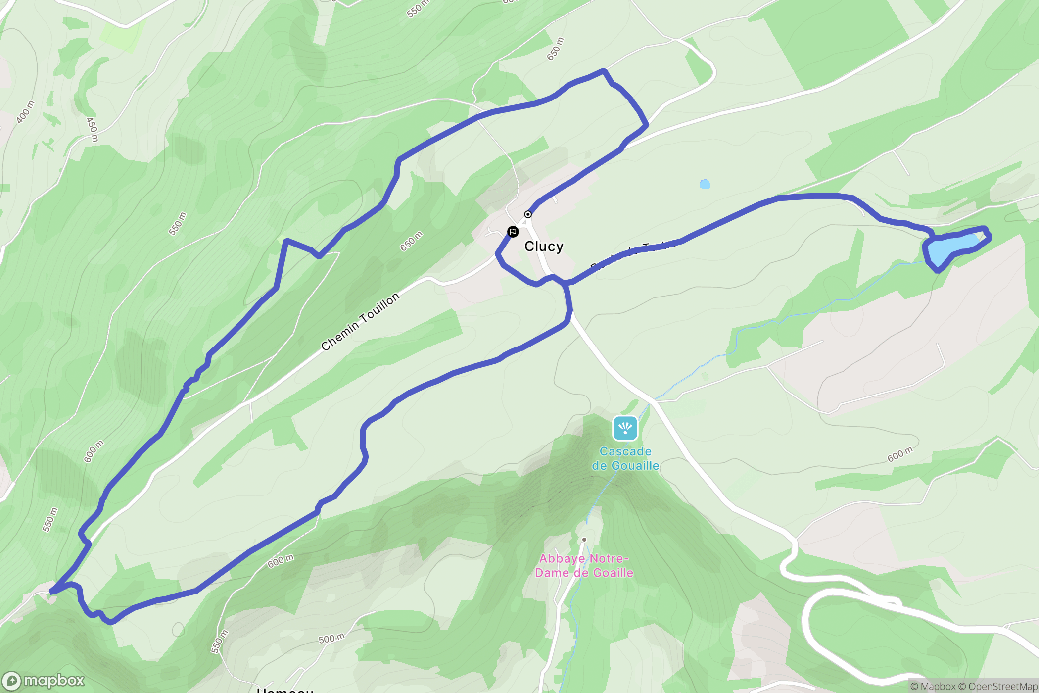Clucy : carte du parcours de randonnée - France