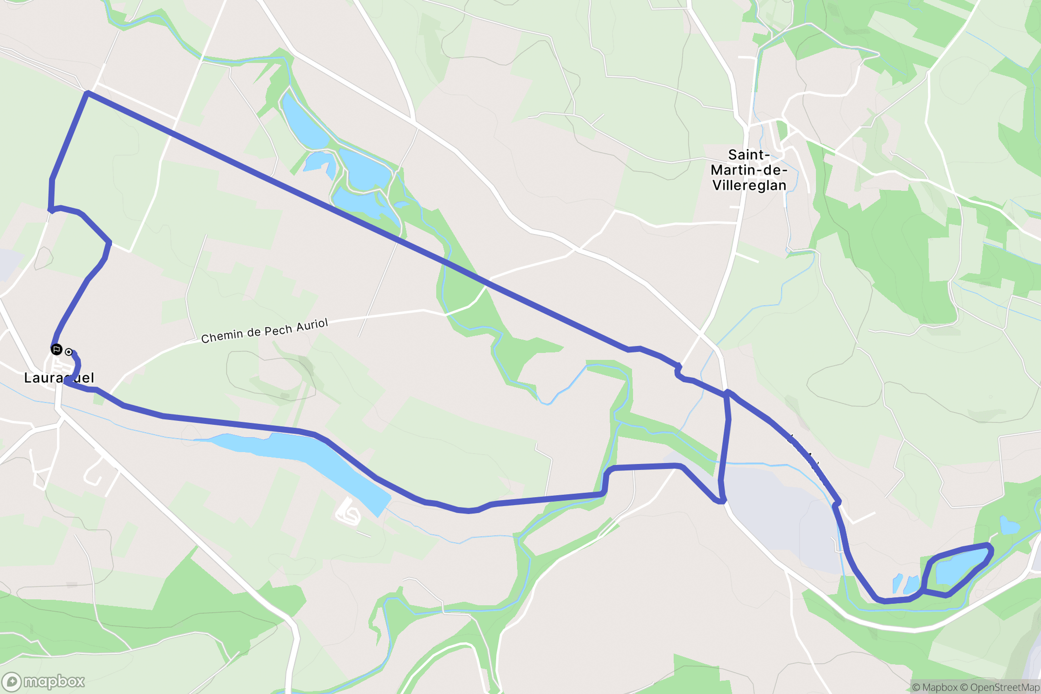 Lauraguel : carte du parcours de randonnée - France