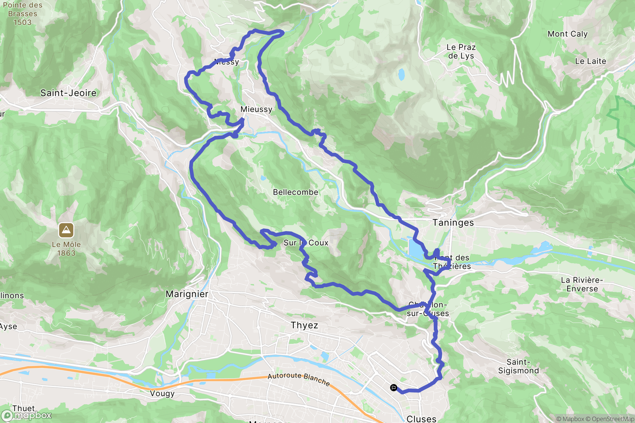 Cluses : carte du parcours de randonnée - France