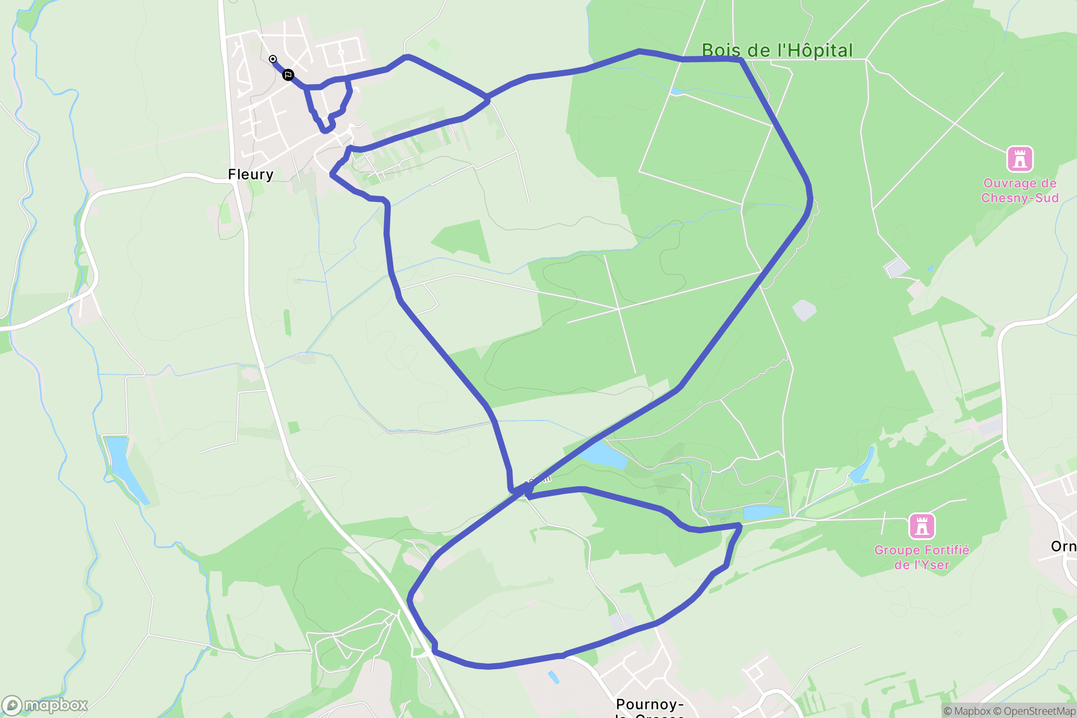 Fleury : carte du parcours de randonnée - France