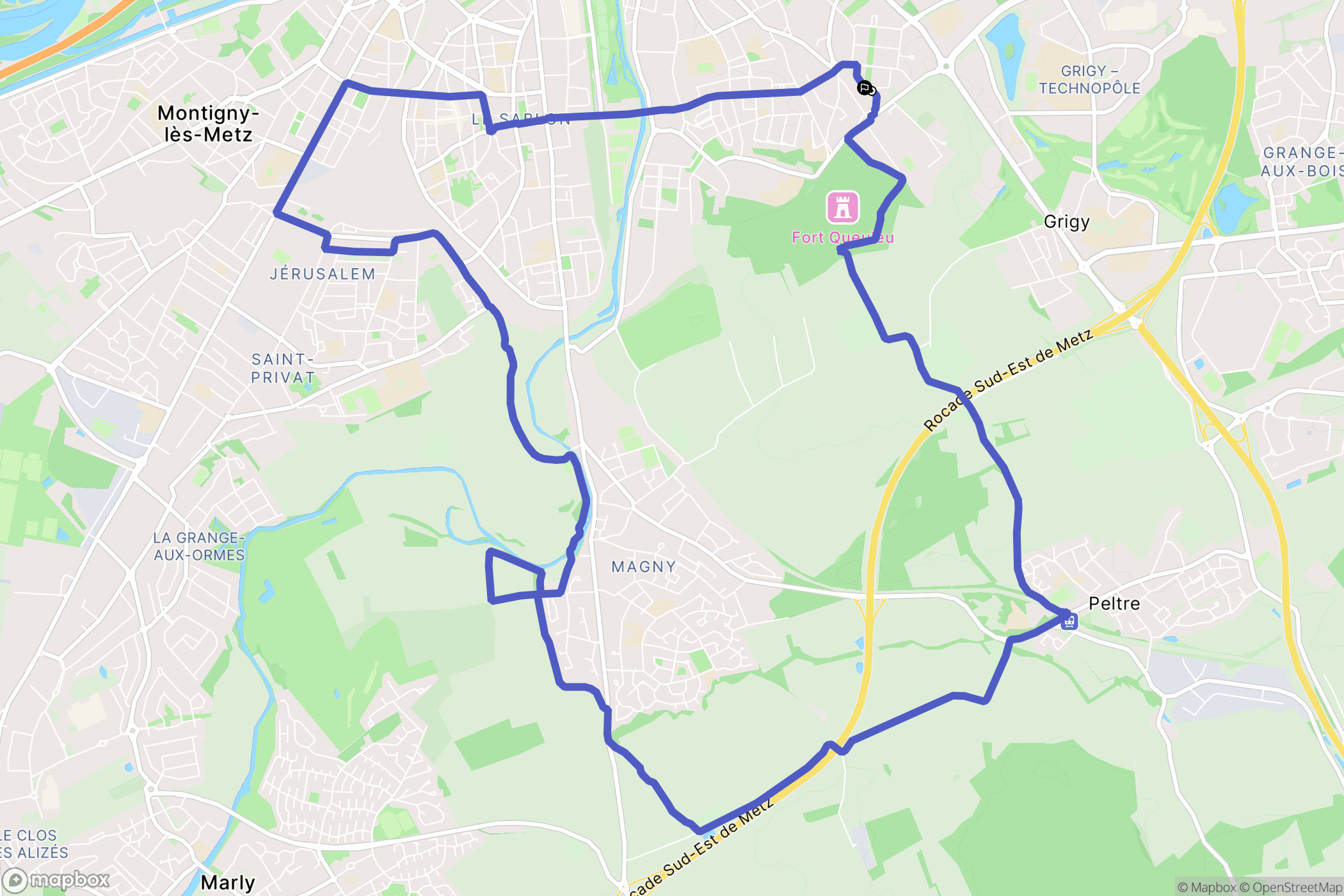 Metz : carte du parcours de randonnée - France