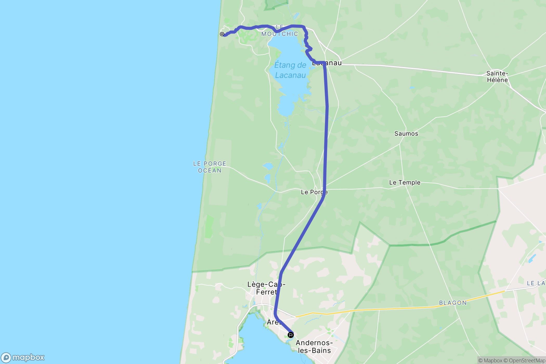 Lacanau : carte du parcours de randonnée - France