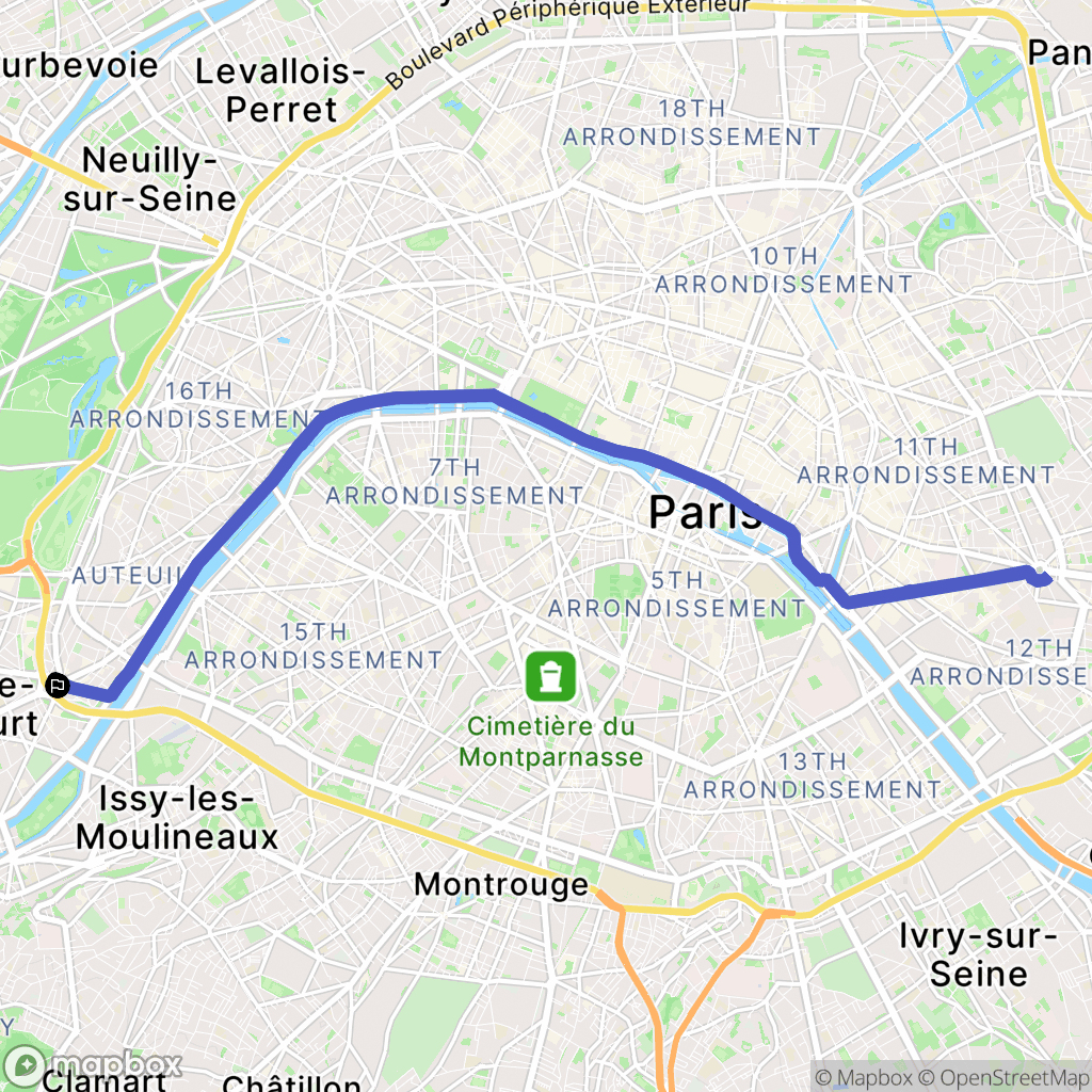 Paris : carte du parcours de randonnée - France