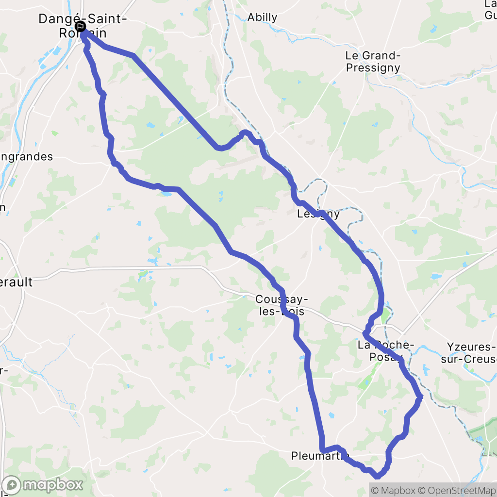 Dangé-Saint-Romain : carte du parcours de randonnée - France