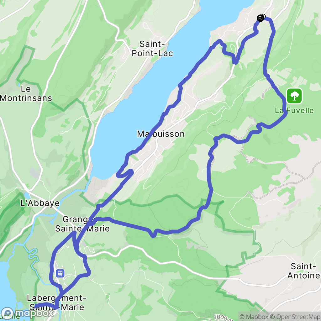 Montperreux : carte du parcours de randonnée - France
