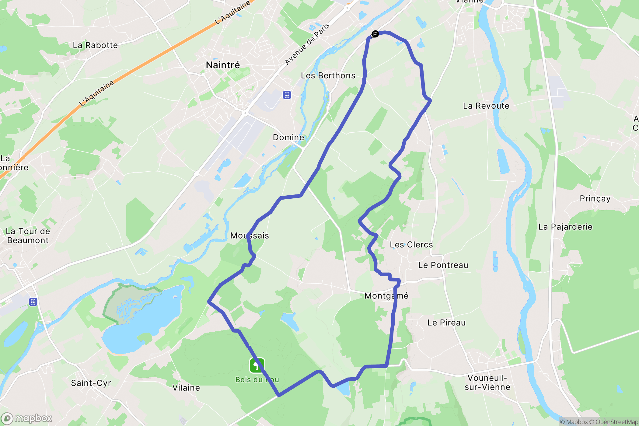 Naintré : carte du parcours de randonnée - France