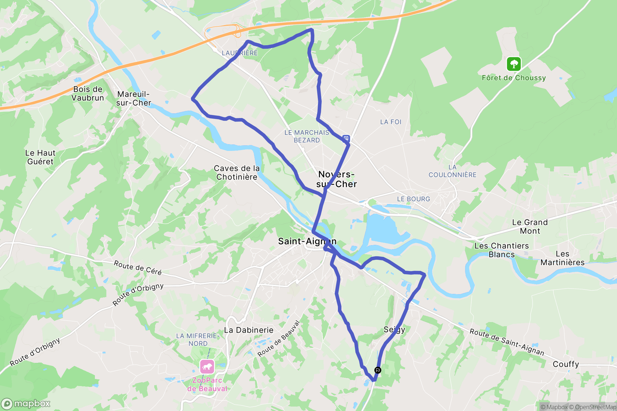 Seigy : carte du parcours de randonnée - France