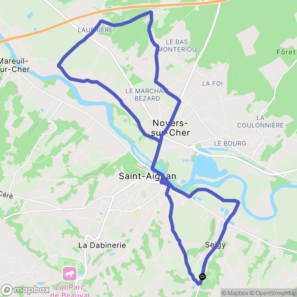 Seigy : carte du parcours de randonnée - France
