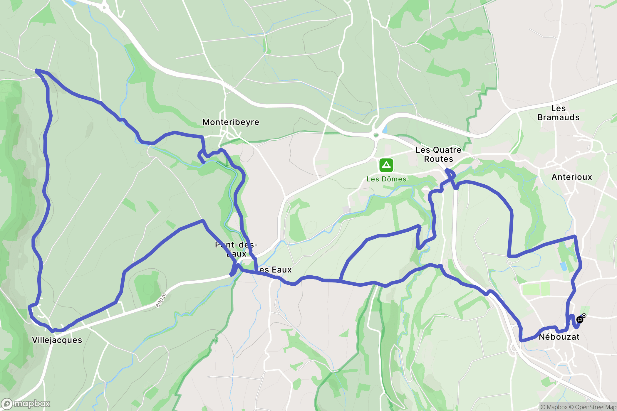 Nébouzat : carte du parcours de randonnée - France
