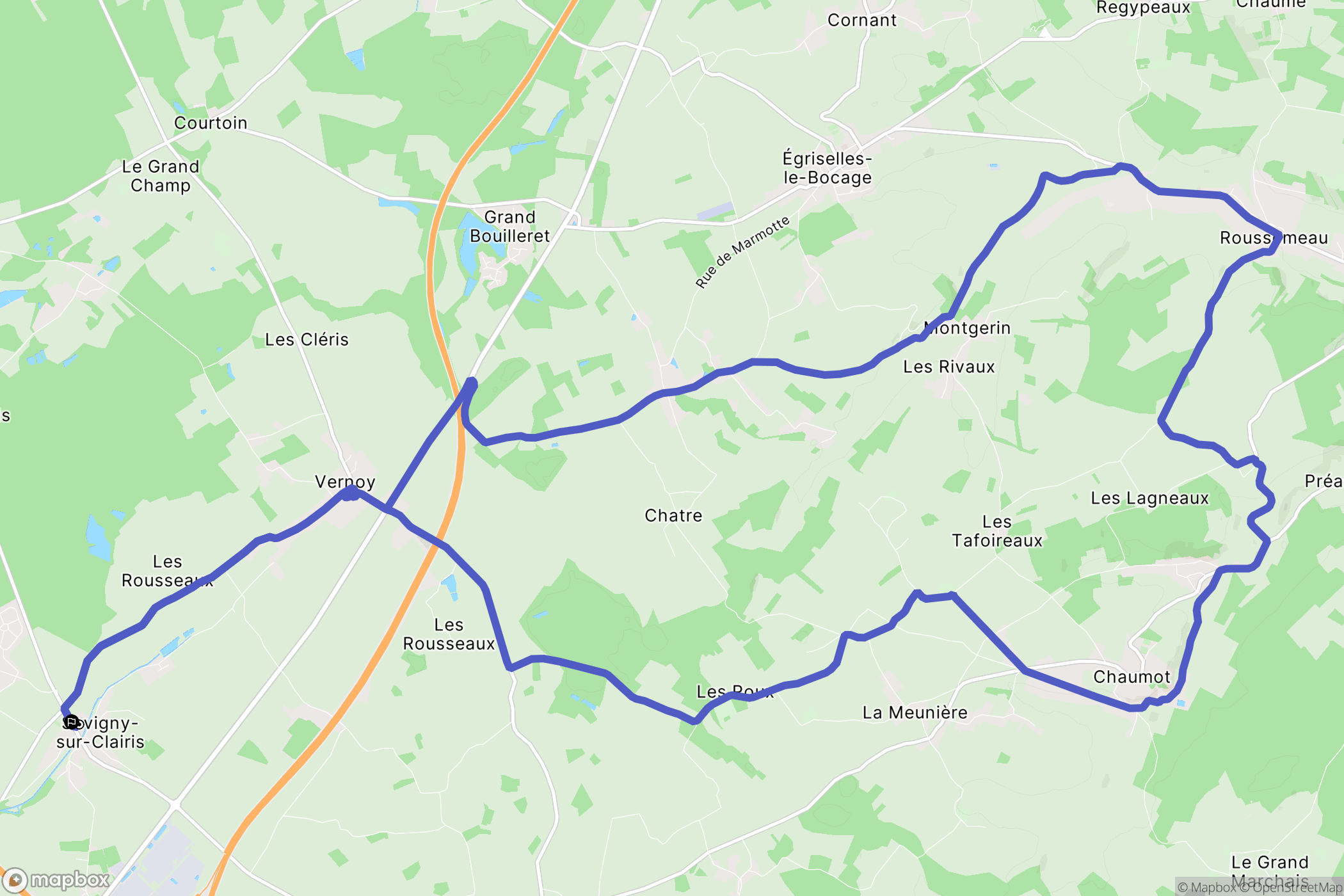 Savigny-sur-Clairis : carte du parcours de randonnée - France
