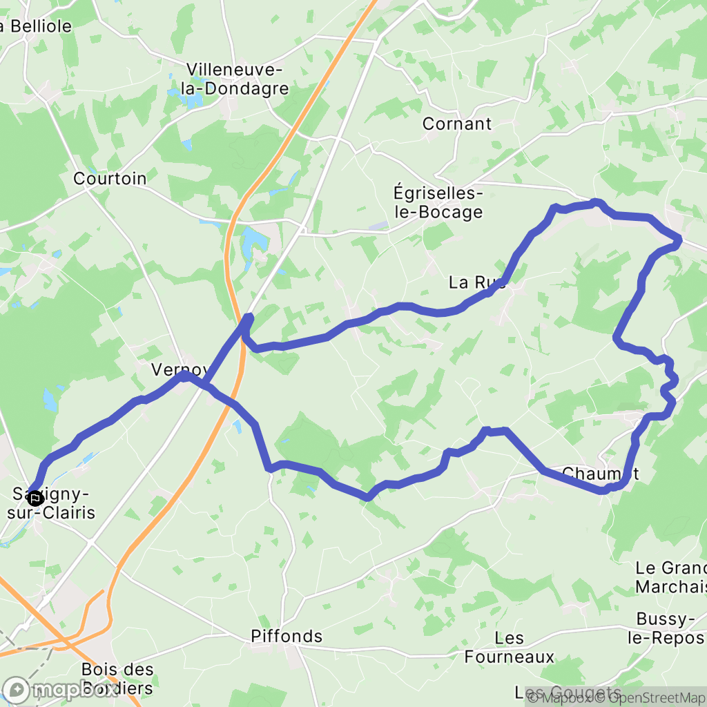 Savigny-sur-Clairis : carte du parcours de randonnée - France