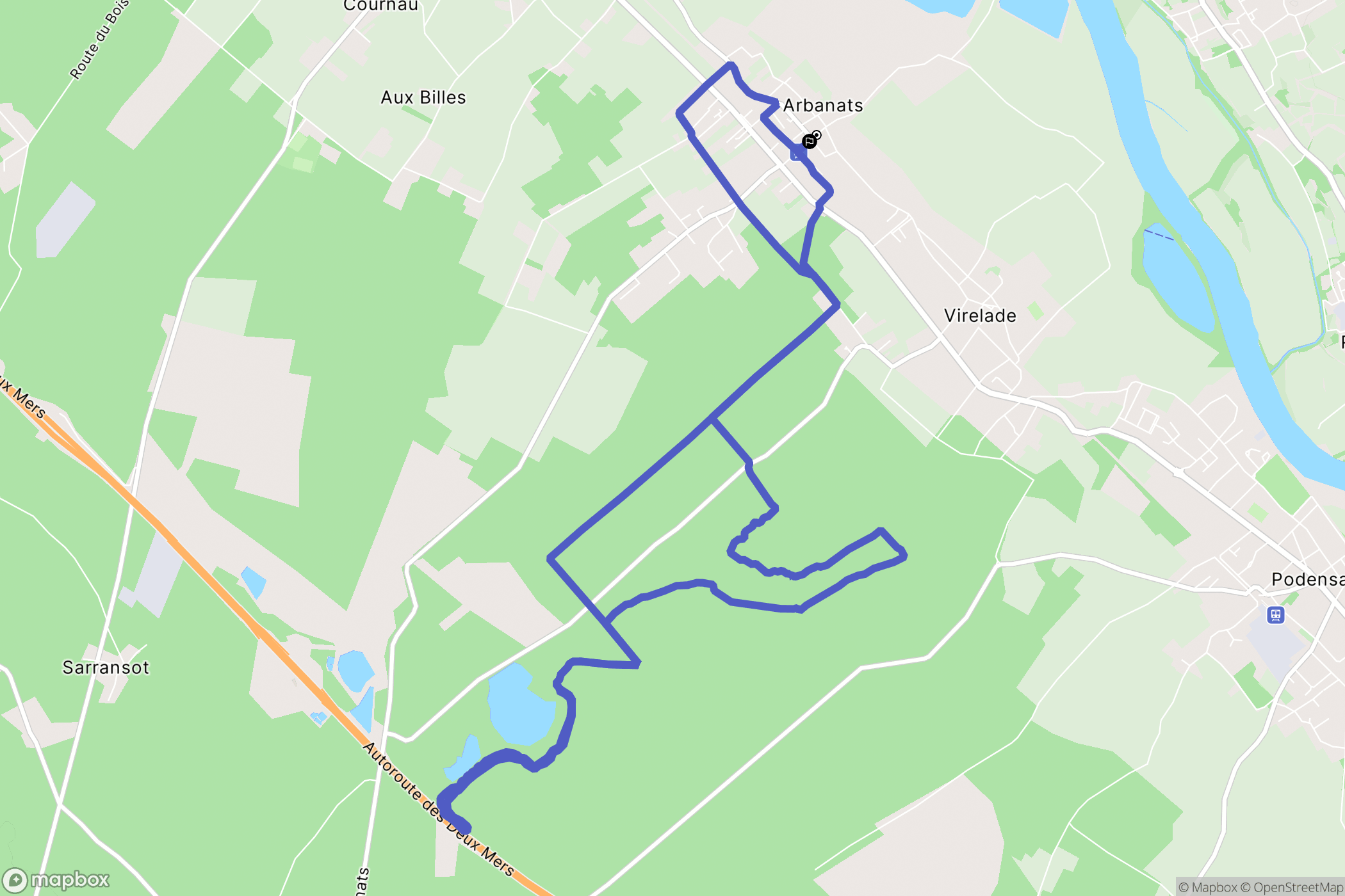 Arbanats : carte du parcours de randonnée - France