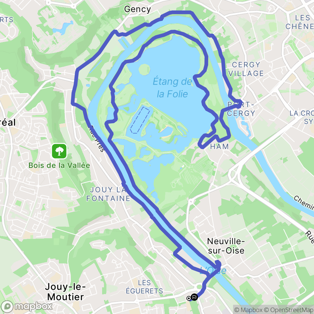 Jouy-le-Moutier : carte du parcours de randonnée - France