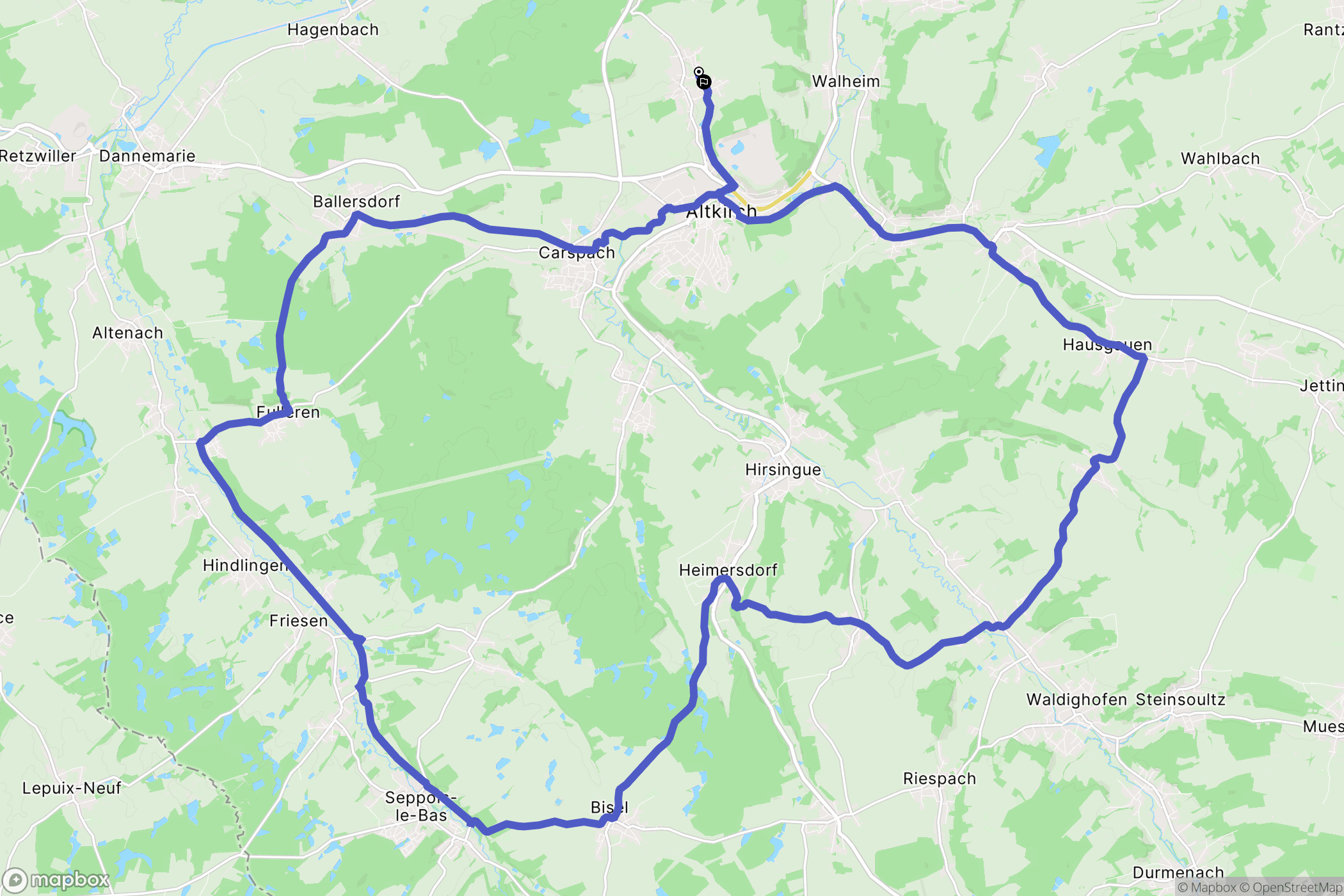 Aspach : carte du parcours de randonnée - France