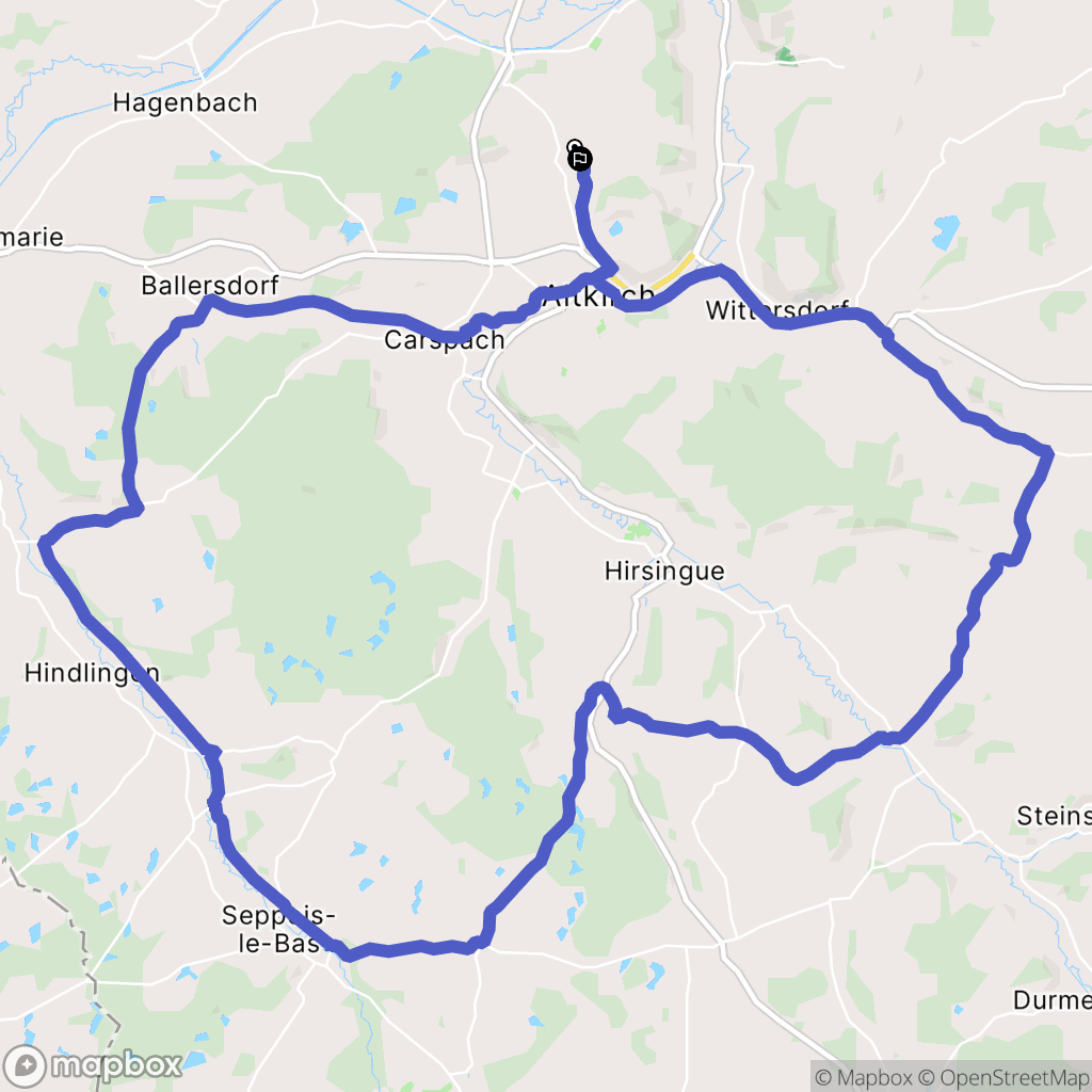 Aspach : carte du parcours de randonnée - France