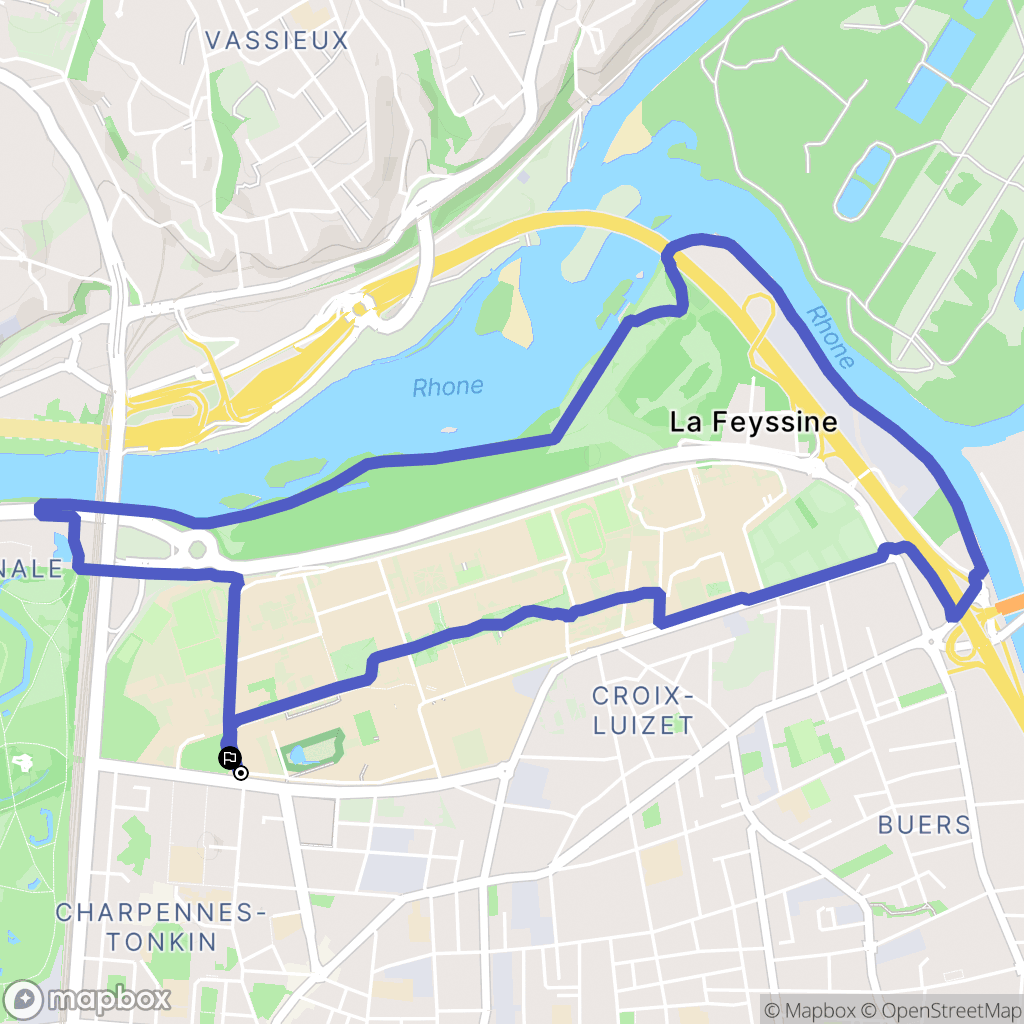 Villeurbanne : carte du parcours de randonnée - France