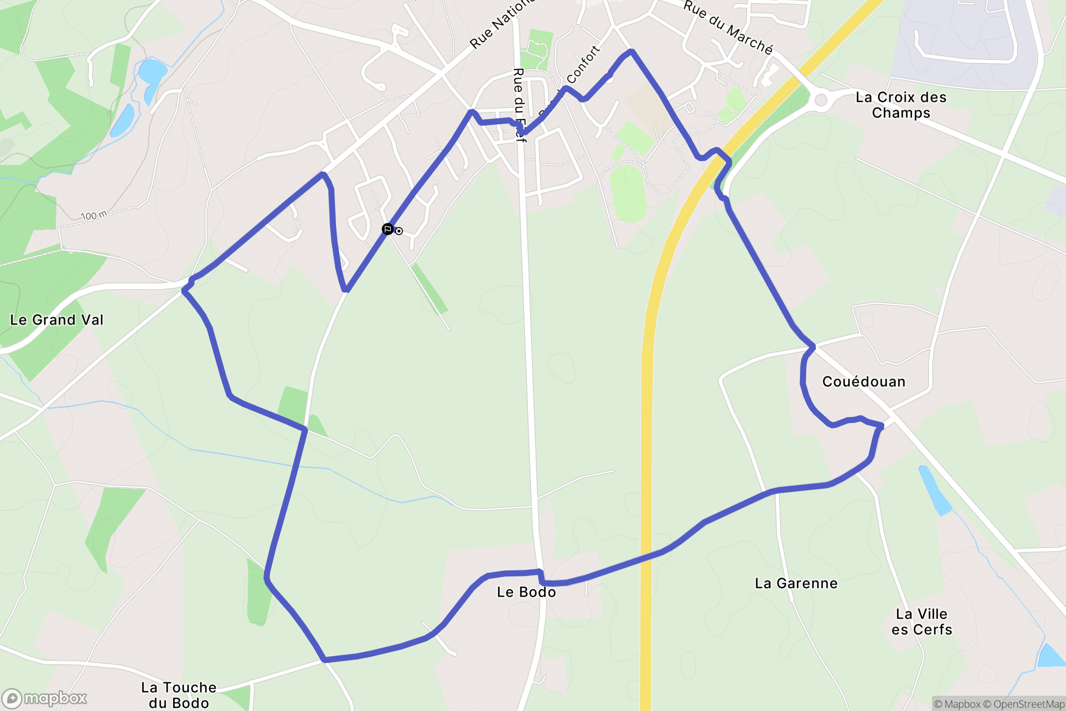 Plélan-le-Grand : carte du parcours de randonnée - France