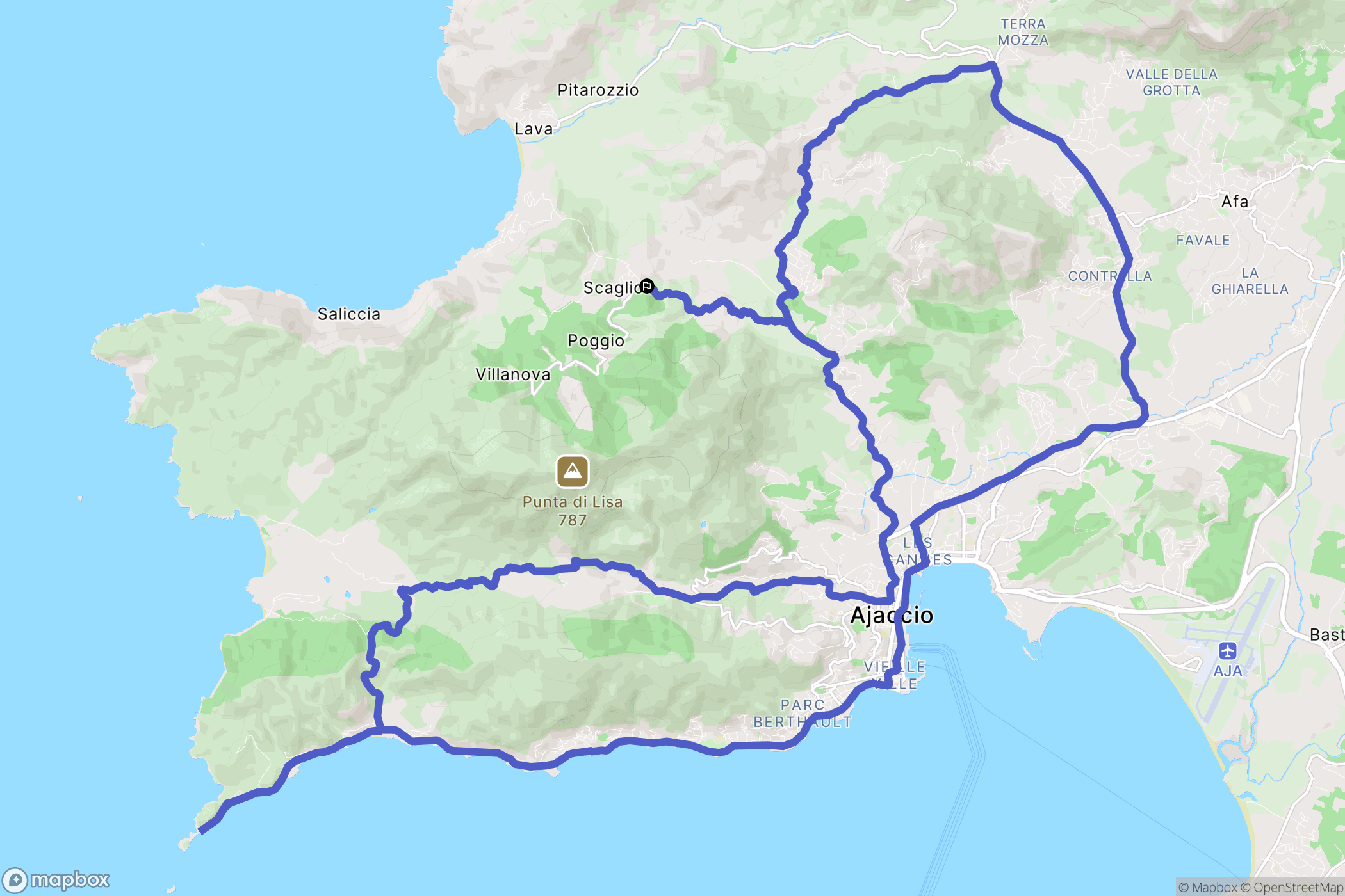 Alata : carte du parcours de randonnée - France