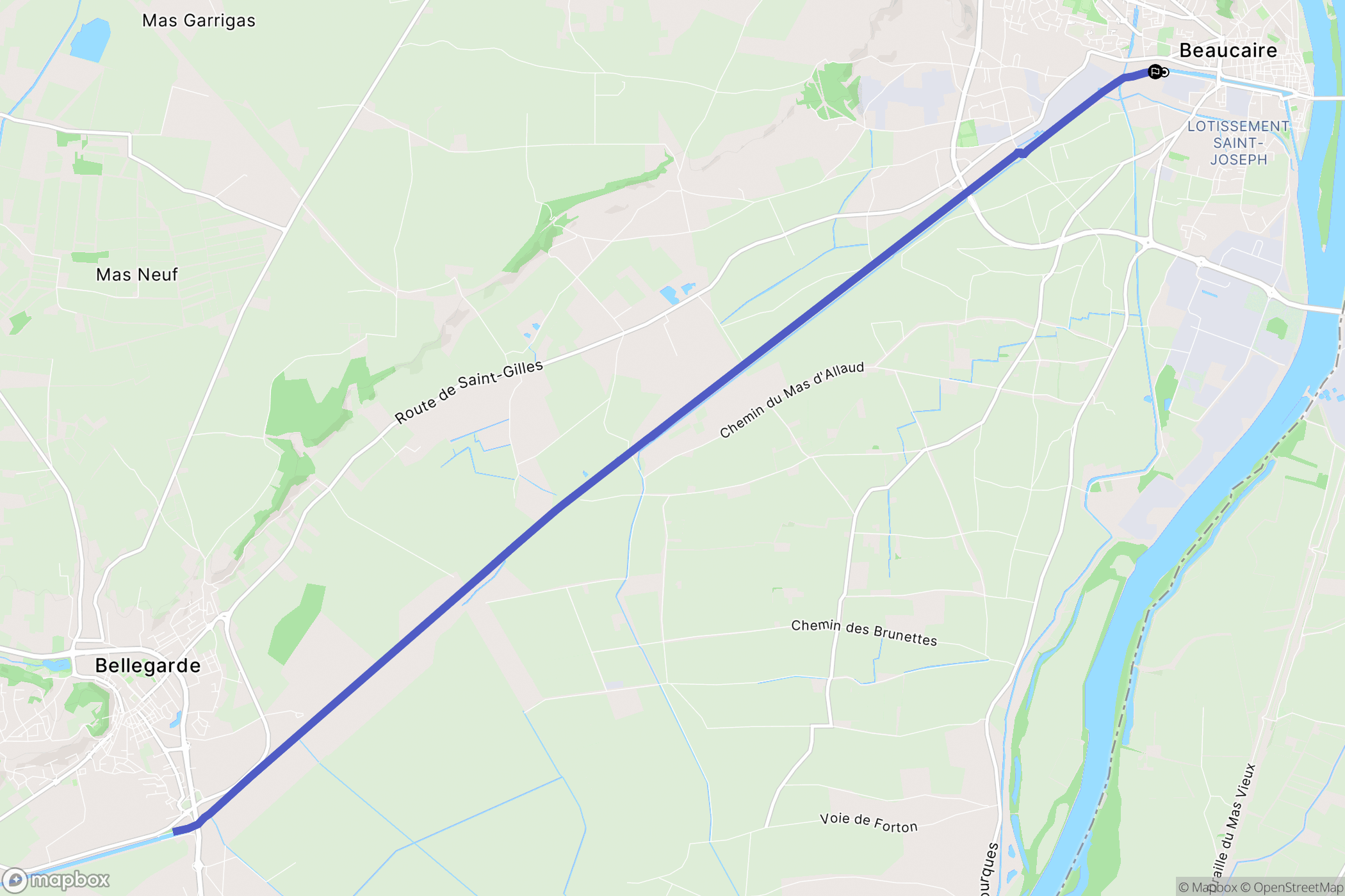 Beaucaire : carte du parcours de randonnée - France