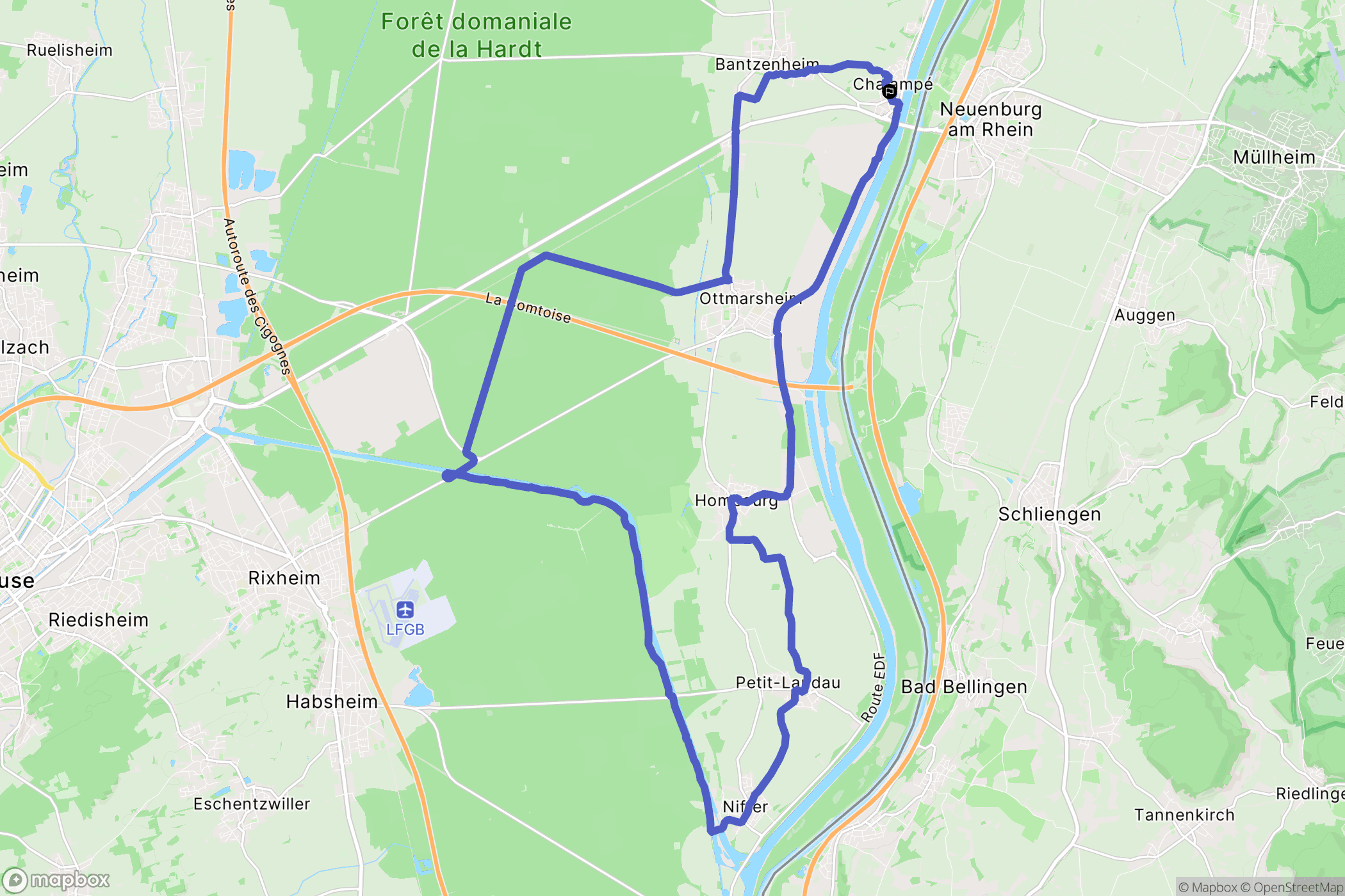 Chalampé : carte du parcours de randonnée - France