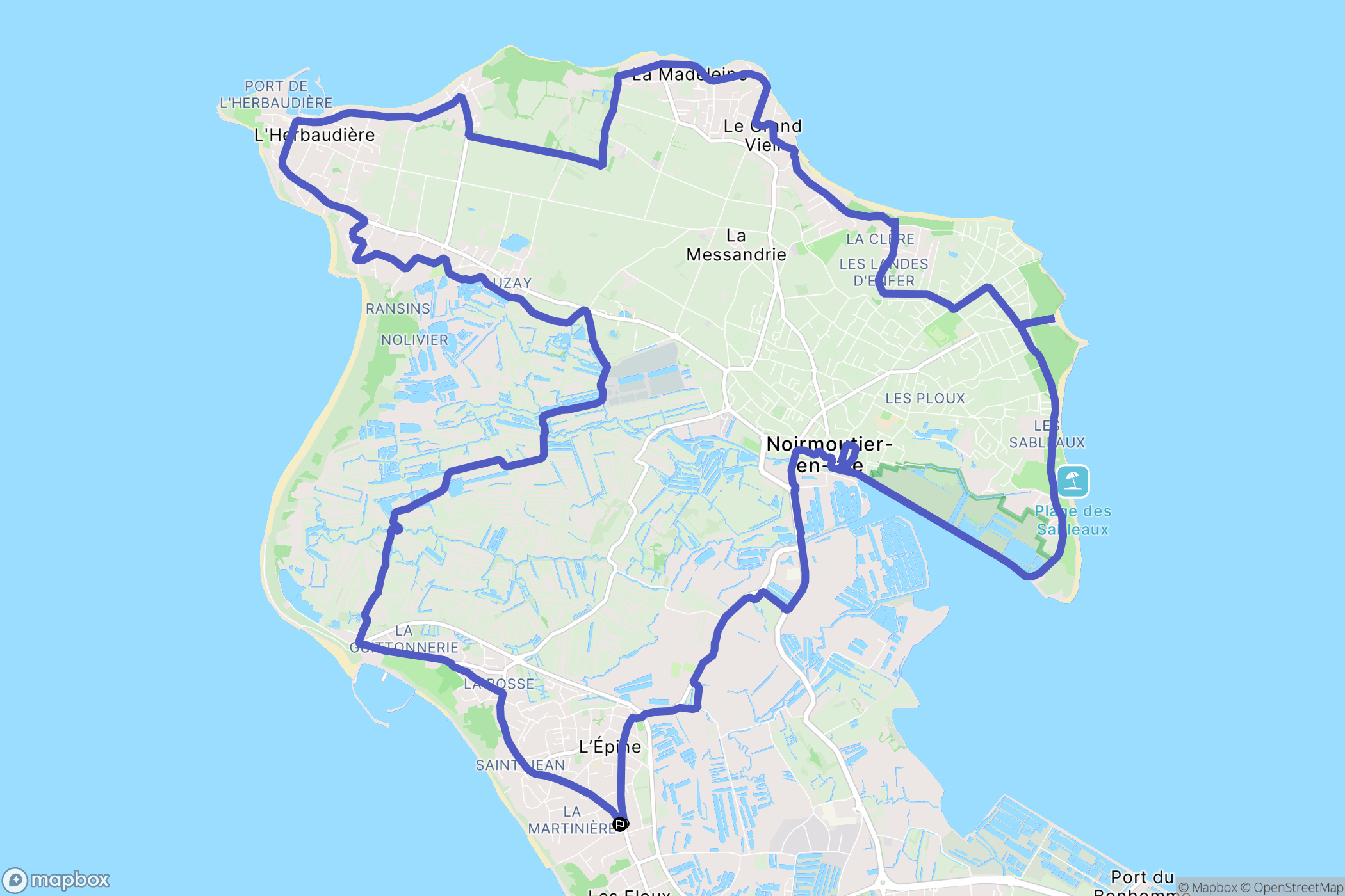 L'Épine : carte du parcours de randonnée - France