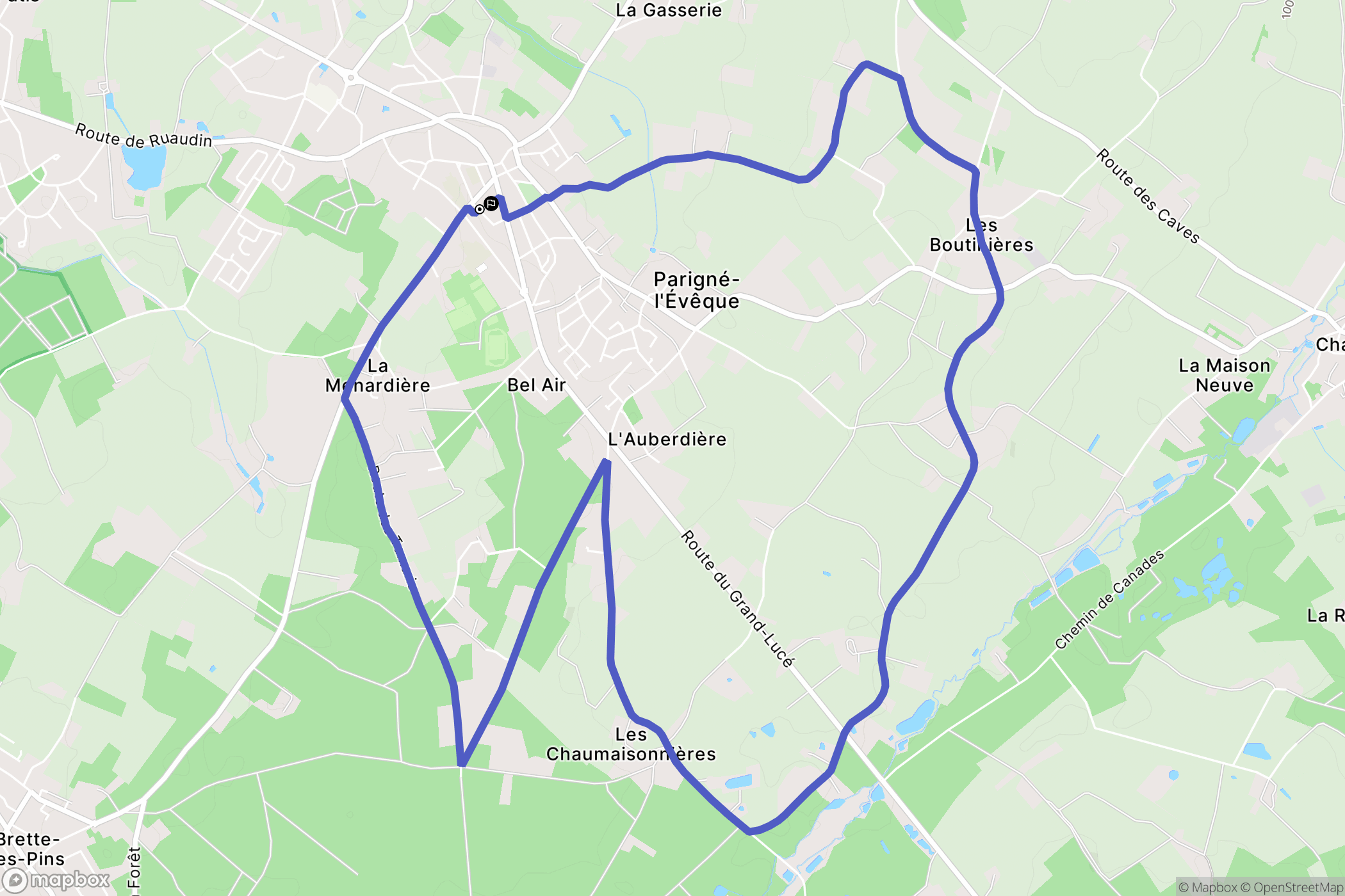 Parigné-l'Évêque : carte du parcours de randonnée - France