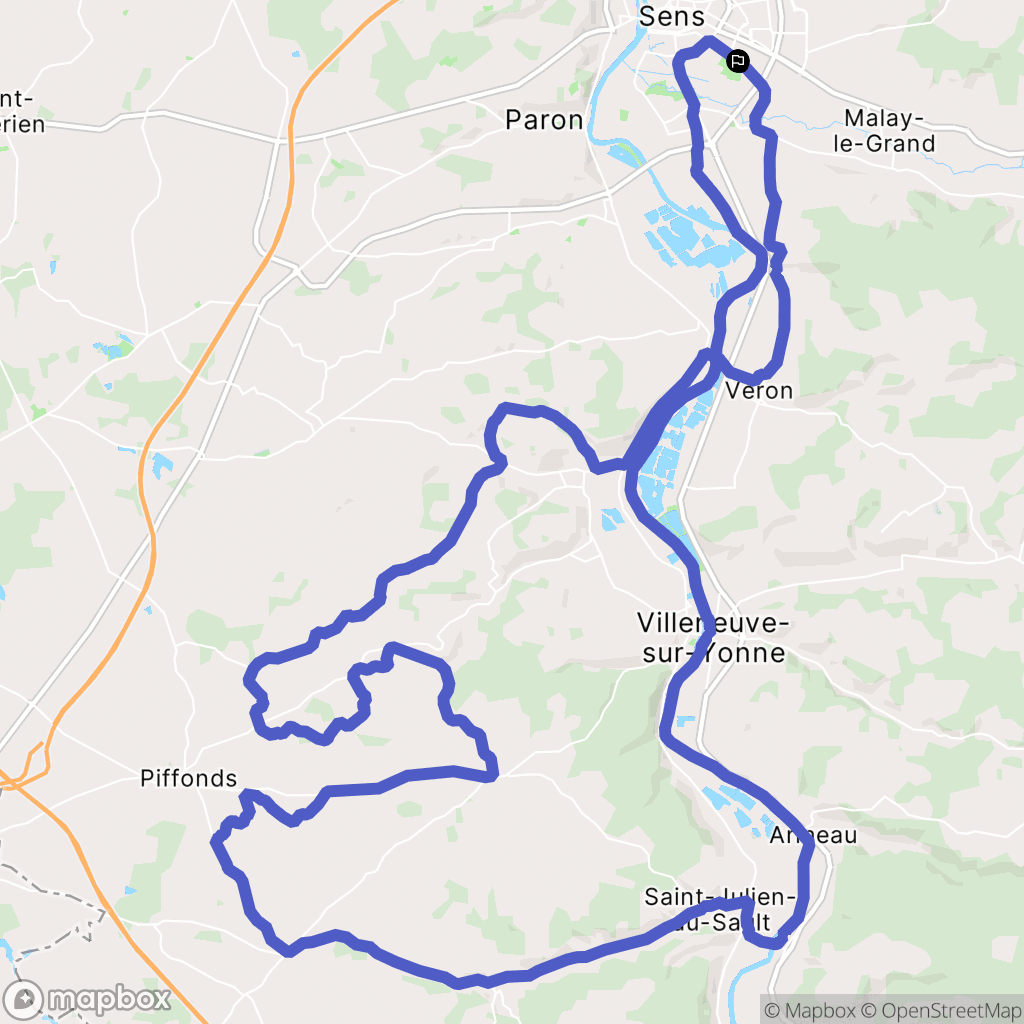 Sens : carte du parcours de randonnée - France