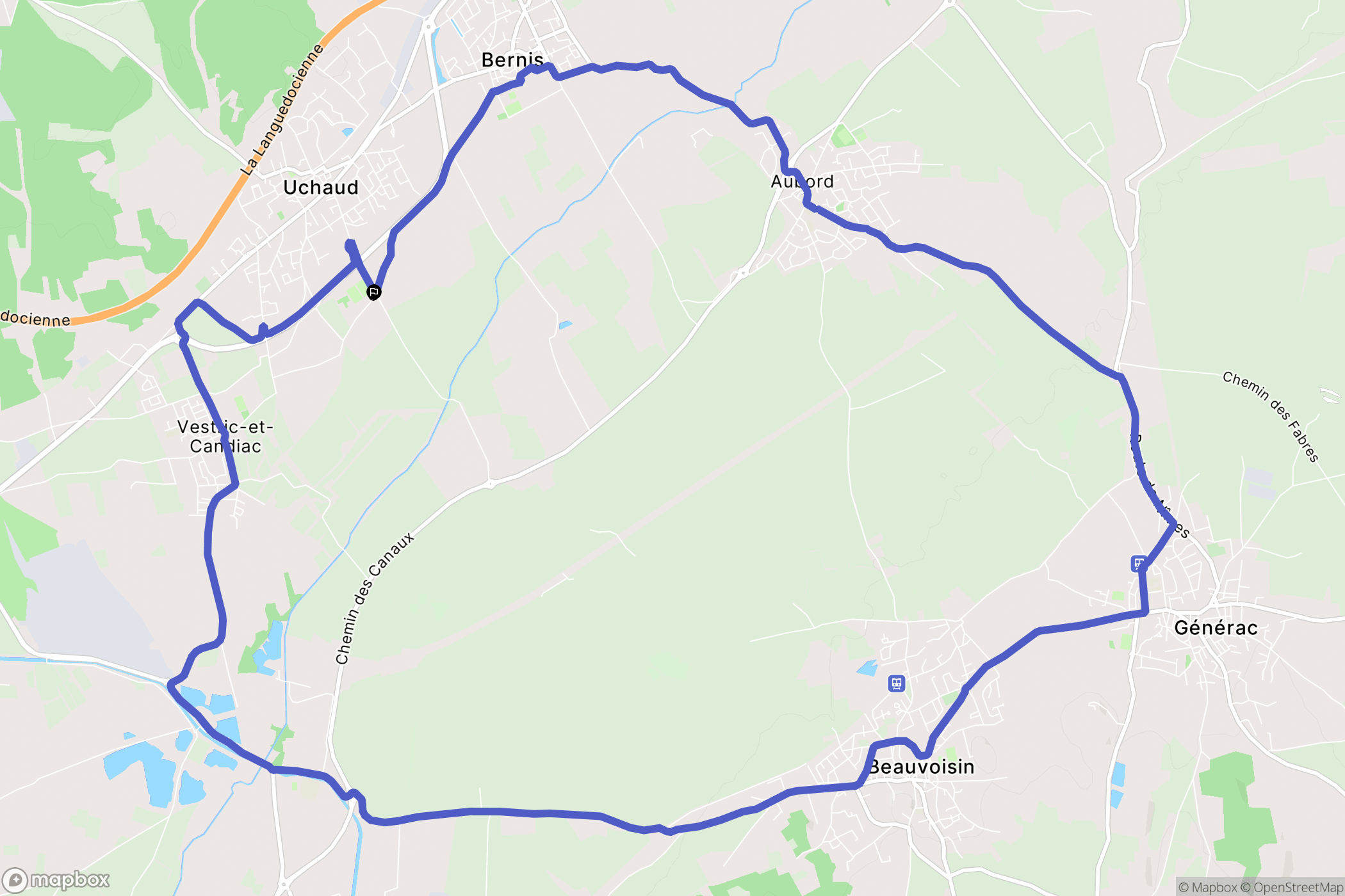 Uchaud : carte du parcours de randonnée - France